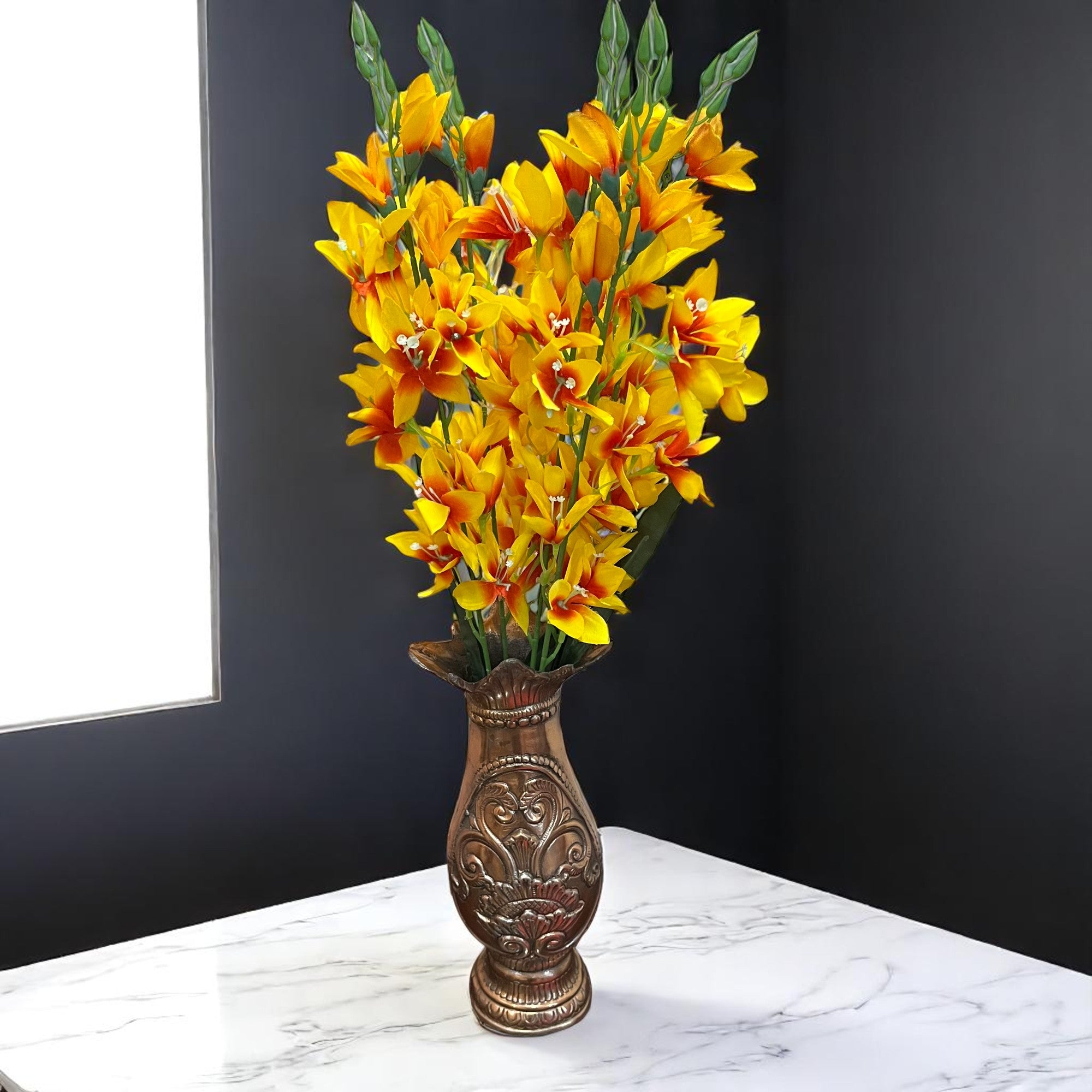 Artificial Flowers Gladiolus Bunches for Vase Pot | Faux Flowers Stem - for Home Decor Living Room Side Table Centerpiece - 26 Inch - Apkamart #Colour_Yellow