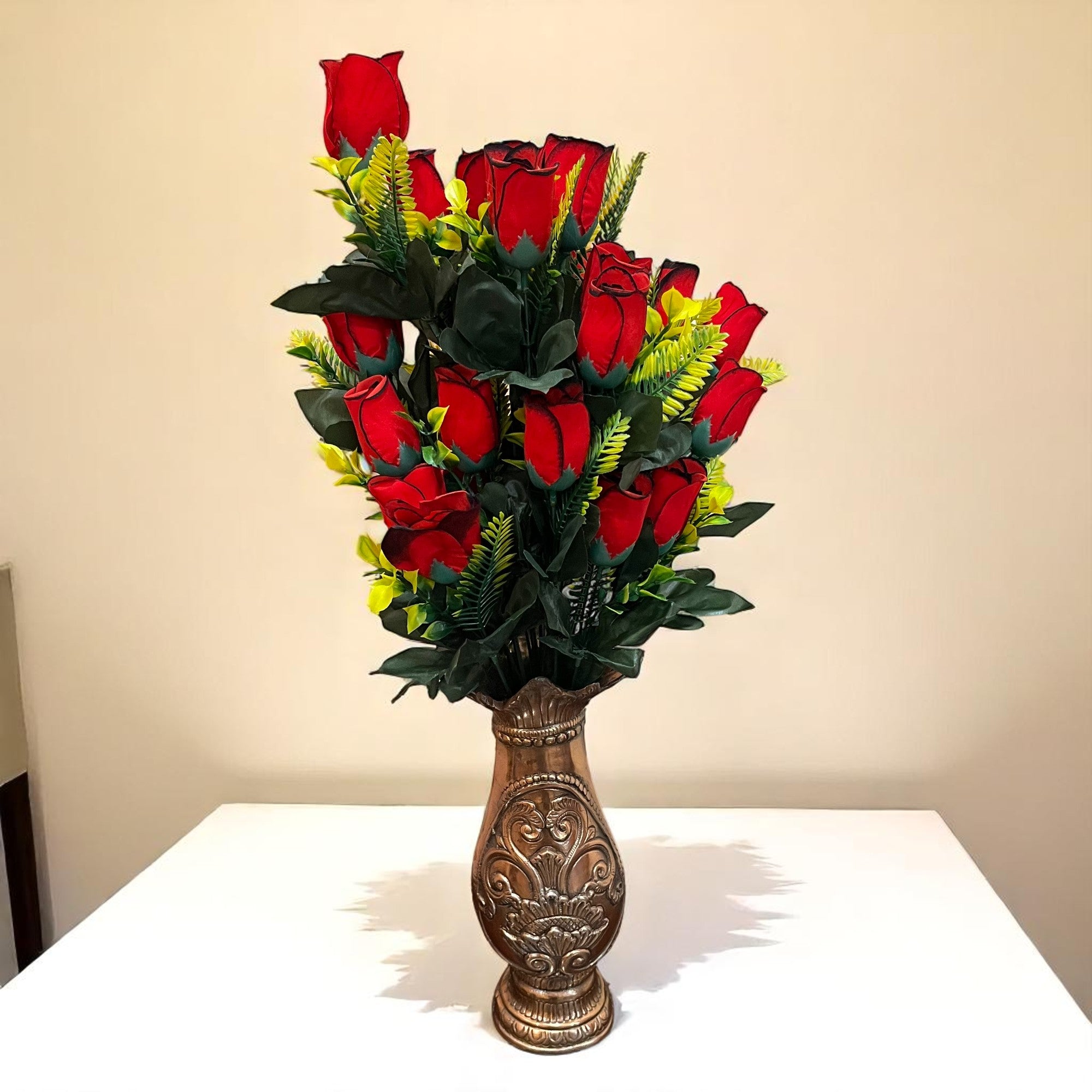 Artificial Flowers Rose | Faux Flowers Bunch - for Home Decor, Living Room, Side Table - 26 Inch - Apkamart