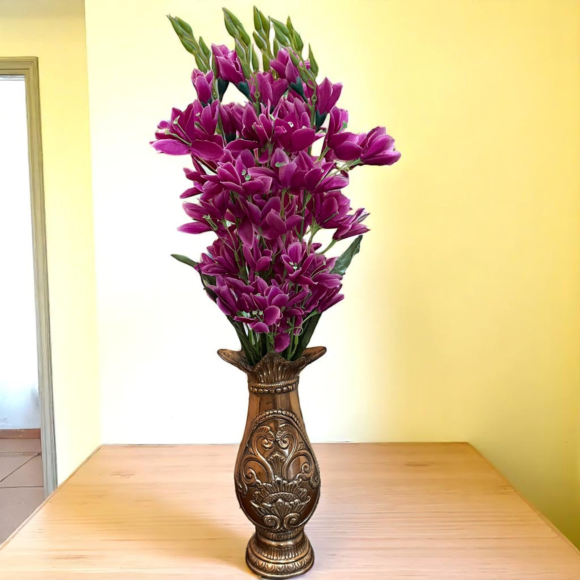 Artificial Flowers Gladiolus Bunches for Vase Pot | Faux Flowers Stem - for Home Decor Living Room Side Table Centerpiece - 26 Inch - Apkamart #Colour_Purple