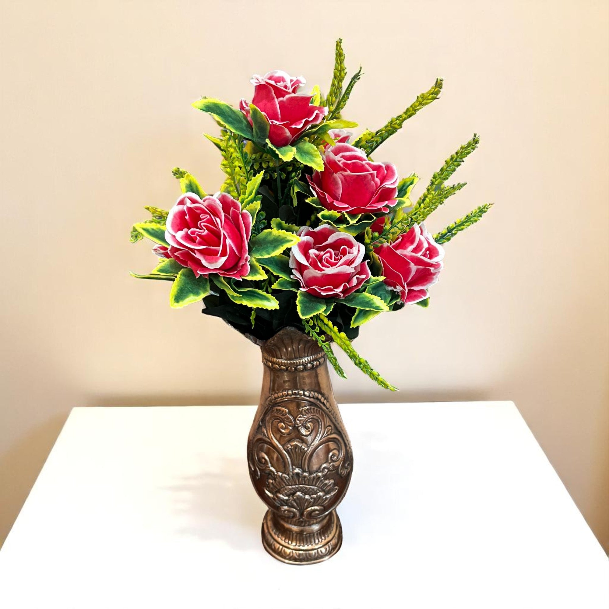 Artificial Flower Bouquet | Rose Fake Flowers Bunch - For Vase, Pot, Home, Bedroom, Balcony, Office Corner, Living Room - 16 Inch - Apkamart #Style_Design 3