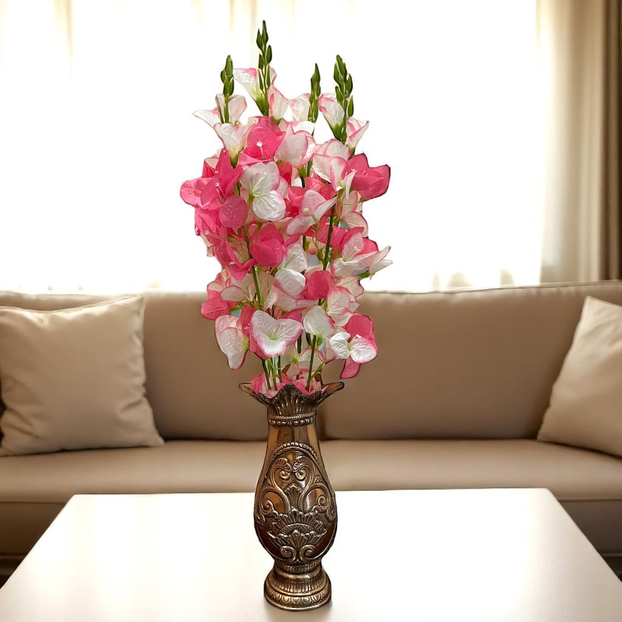 Artificial Flower Bouquet | Fake Orchids Flowers Bunch - For Vase, Pot, Home, Bedroom, Balcony, Office Corner - 26 Inch - Apkamart #Colour_Multicolor