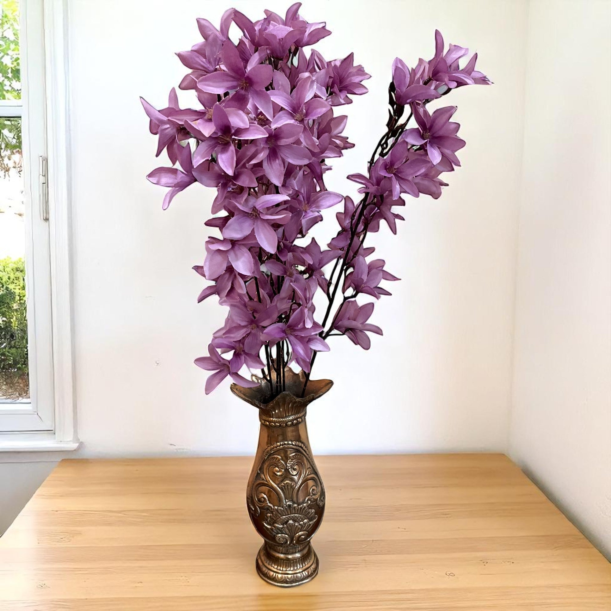 Artificial Flowers | Faux Flowers Bunch - for Home Decor, Living Room, Side Table, Centerpiece - 29 Inch - Apkamart #Colour_Purple