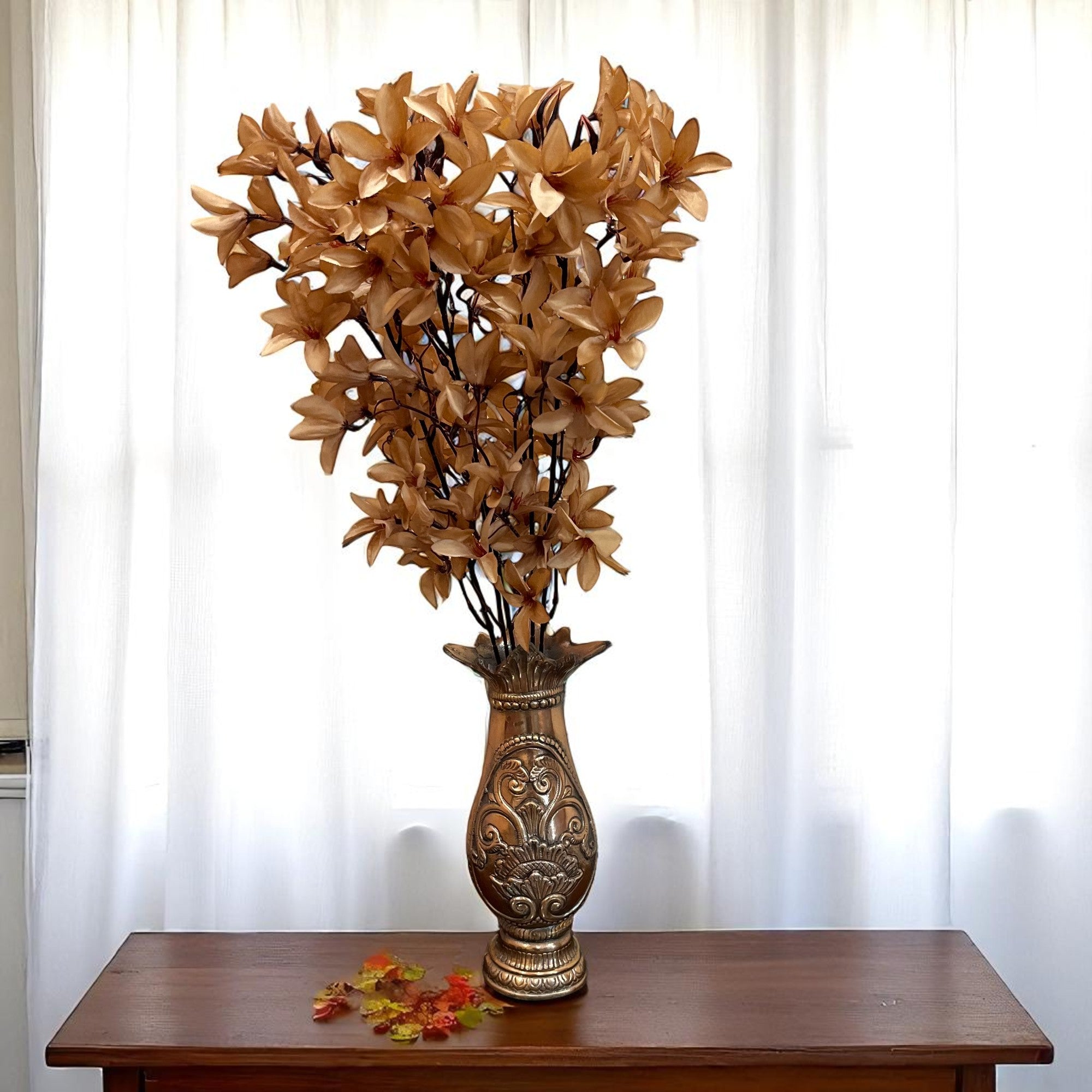 Artificial Flowers | Faux Flowers Bunch - for Home Decor, Living Room, Side Table, Centerpiece - 29 Inch - Apkamart #Colour_Brown