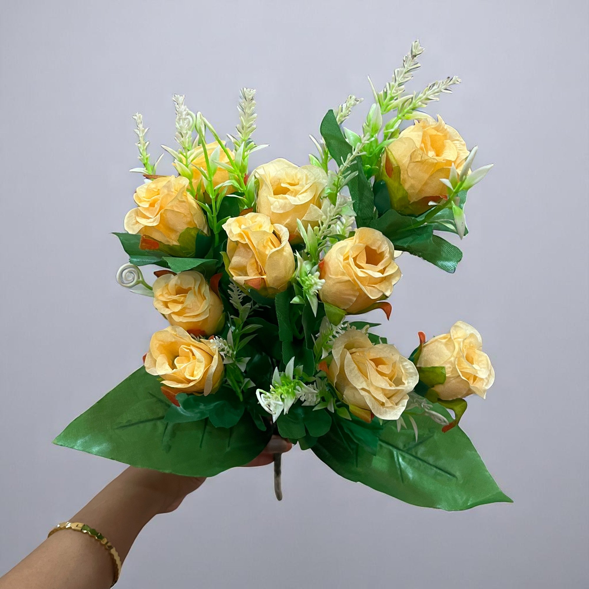 Artificial Flowers Rose | Faux Flowers Bunch - for Home Decor, Side Table, Centerpiece - 17 Inch - Apkamart #Colour_Orange