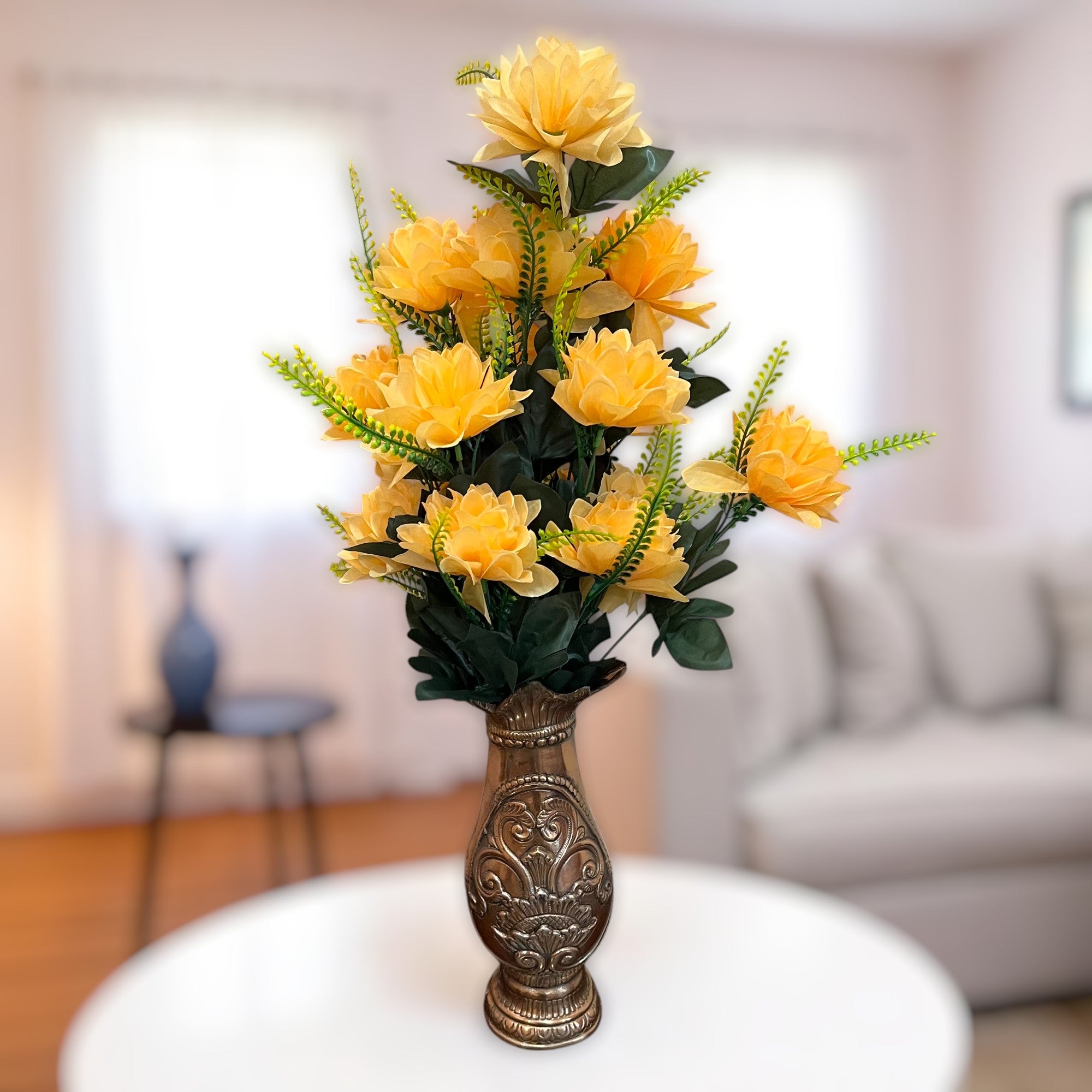 Artificial Plant Flowers Bunches for Vase Pot | Faux Flowers Stick - for Home Decor Living Room Side Table Centerpiece - 27 Inch - Apkamart #Colour_Orange