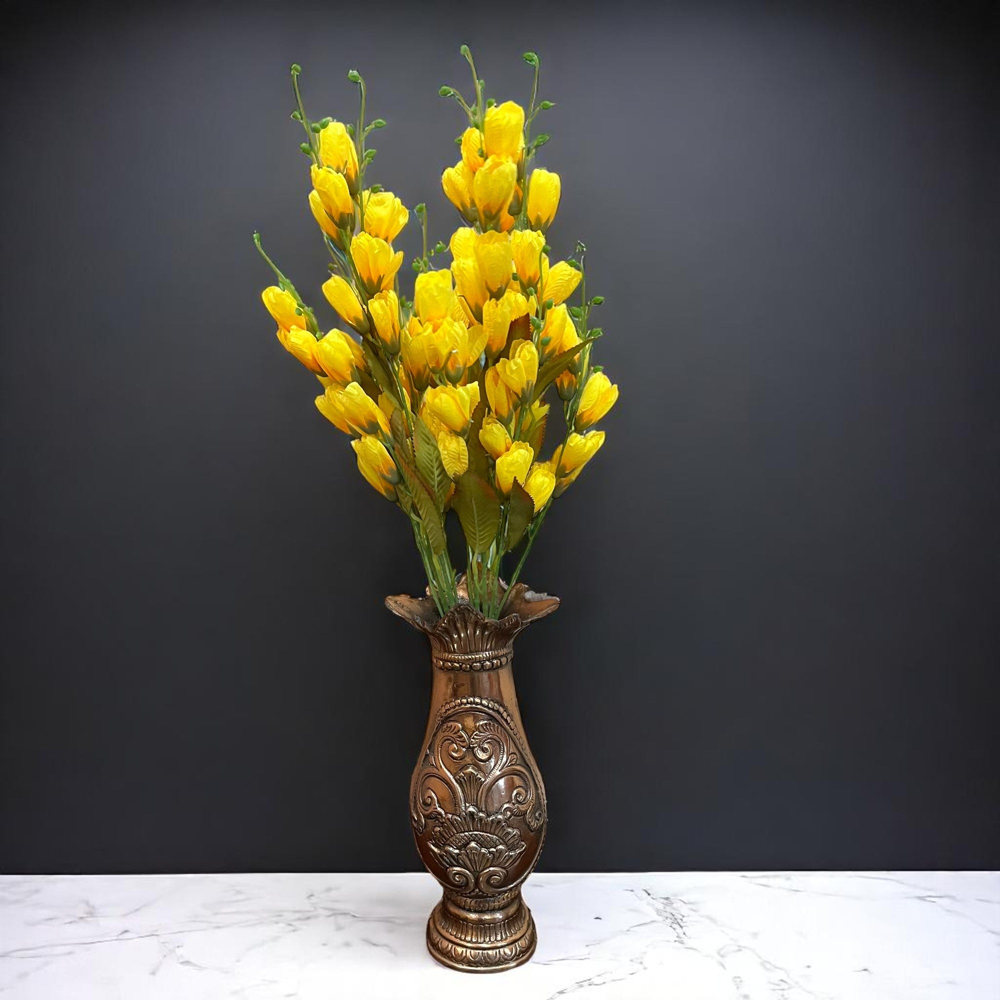 Artificial Flower Tulips Bouquet | Faux Flowers Bunch - for Table Vase, Pot, Home Decor, Living Room, Side Table Centerpiece - 27 Inch - Apkamart #Colour_Yellow