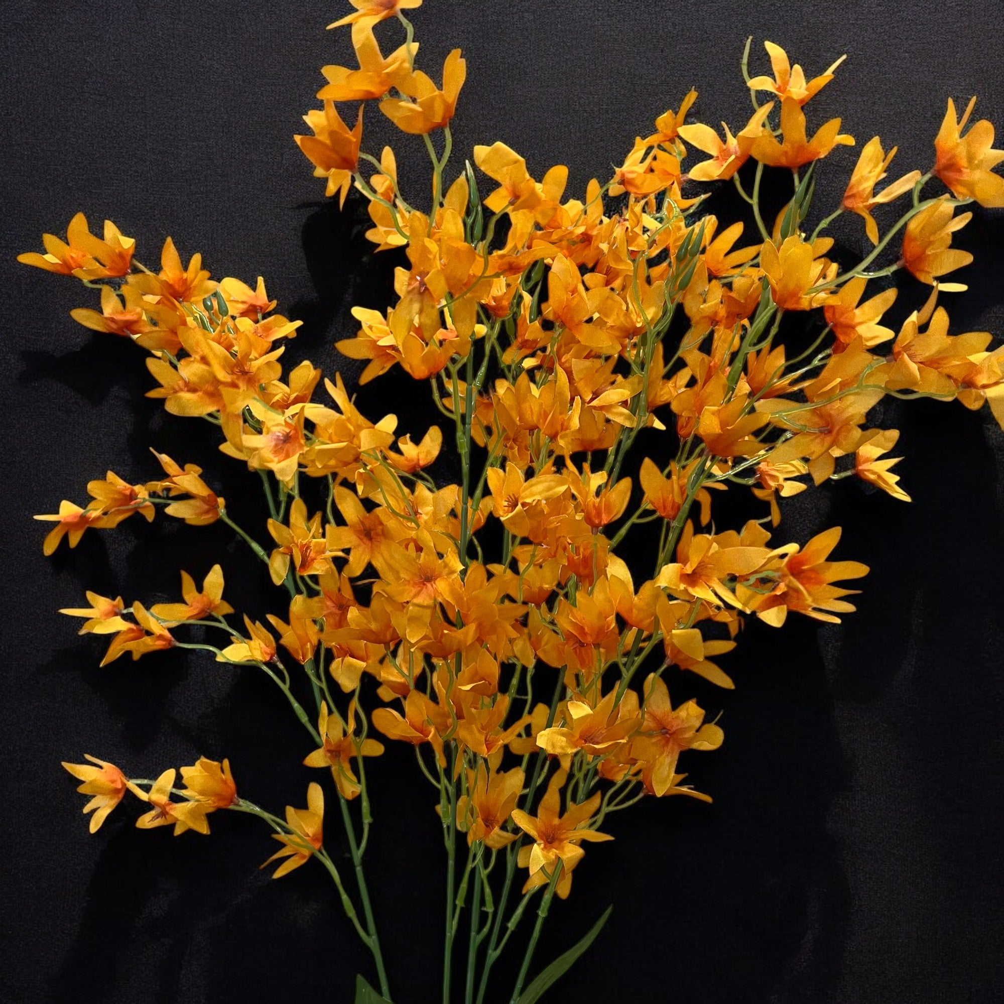 Artificial Orchids Flower Bouquets | Fake Flowers Bunch - For Vase, Pot, Home, Bedroom, Balcony, Office Corner, Living Room - 28 Inch - Apkamart #Colour_Orange