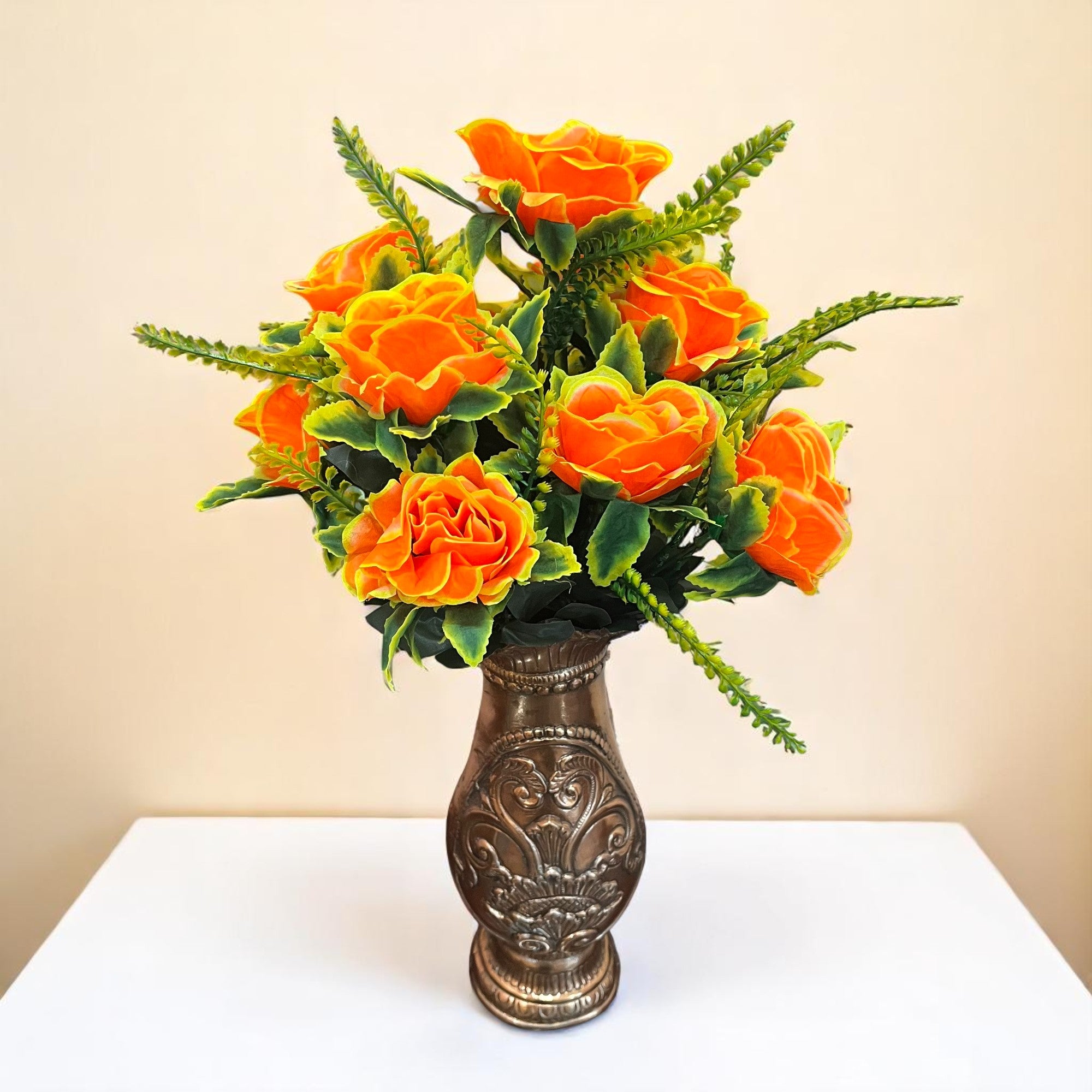 Artificial Flower Bouquet | Rose Fake Flowers Bunch - For Vase, Pot, Home, Bedroom, Balcony, Office Corner, Living Room - 16 Inch - Apkamart #Style_Design 2