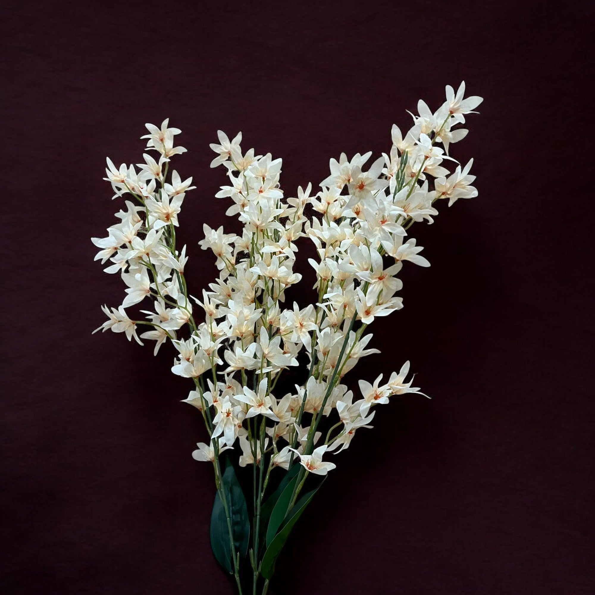 Artificial Orchids Flower Bouquets | Fake Flowers Bunch - For Vase, Pot, Home, Bedroom, Balcony, Office Corner, Living Room - 28 Inch - Apkamart #Colour_Cream