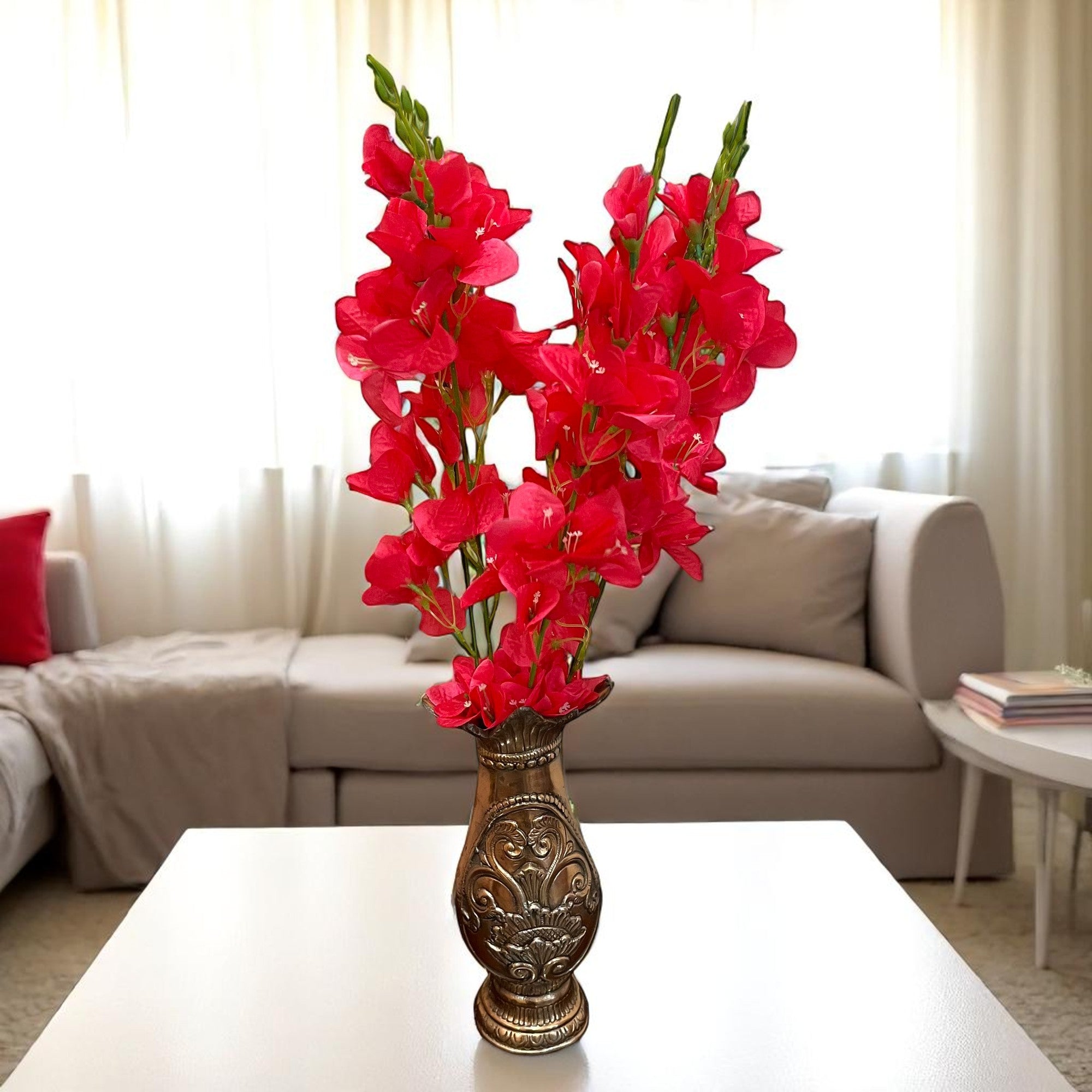 Artificial Flower Bouquet | Fake Orchids Flowers Bunch - For Vase, Pot, Home, Bedroom, Balcony, Office Corner - 26 Inch - Apkamart #Colour_Pink