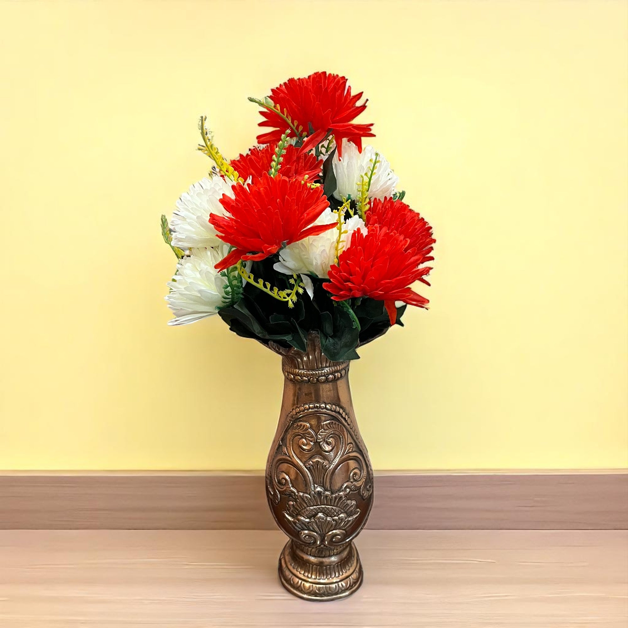 Artificial Marigold Flower Bouquets | Fake Flowers Bunch - For Vase, Pot, Home, Bedroom, Balcony - 16 Inch - Apkamart #Style_Design 1