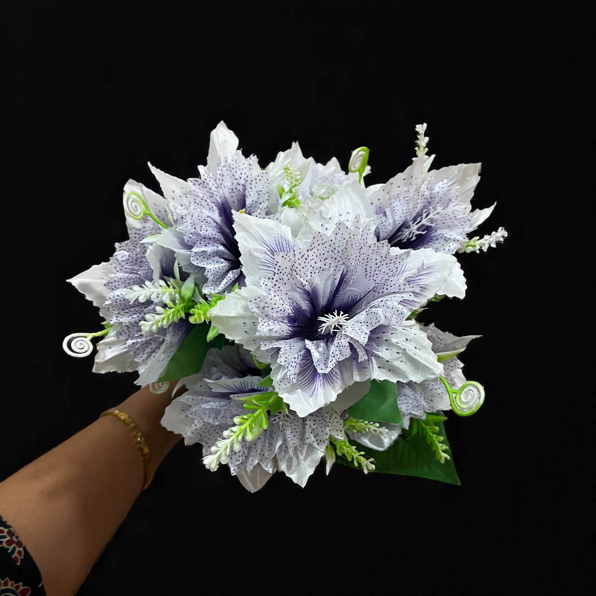 Artificial Flower Bouquets | Fake Flowers Bunch - For Vase, Pot, Home, Balcony, Office Corner, Living Room - 18 Inch - Apkamart #Colour_Purple