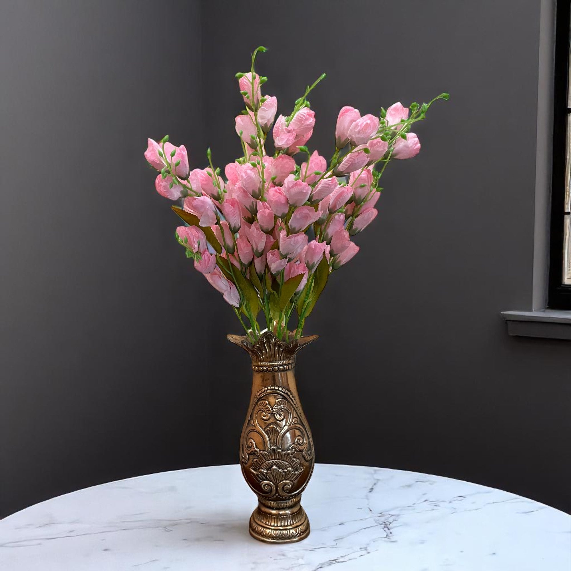 Artificial Flower Tulips Bouquet | Faux Flowers Bunch - for Table Vase, Pot, Home Decor, Living Room, Side Table Centerpiece - 27 Inch - Apkamart #Colour_Pink