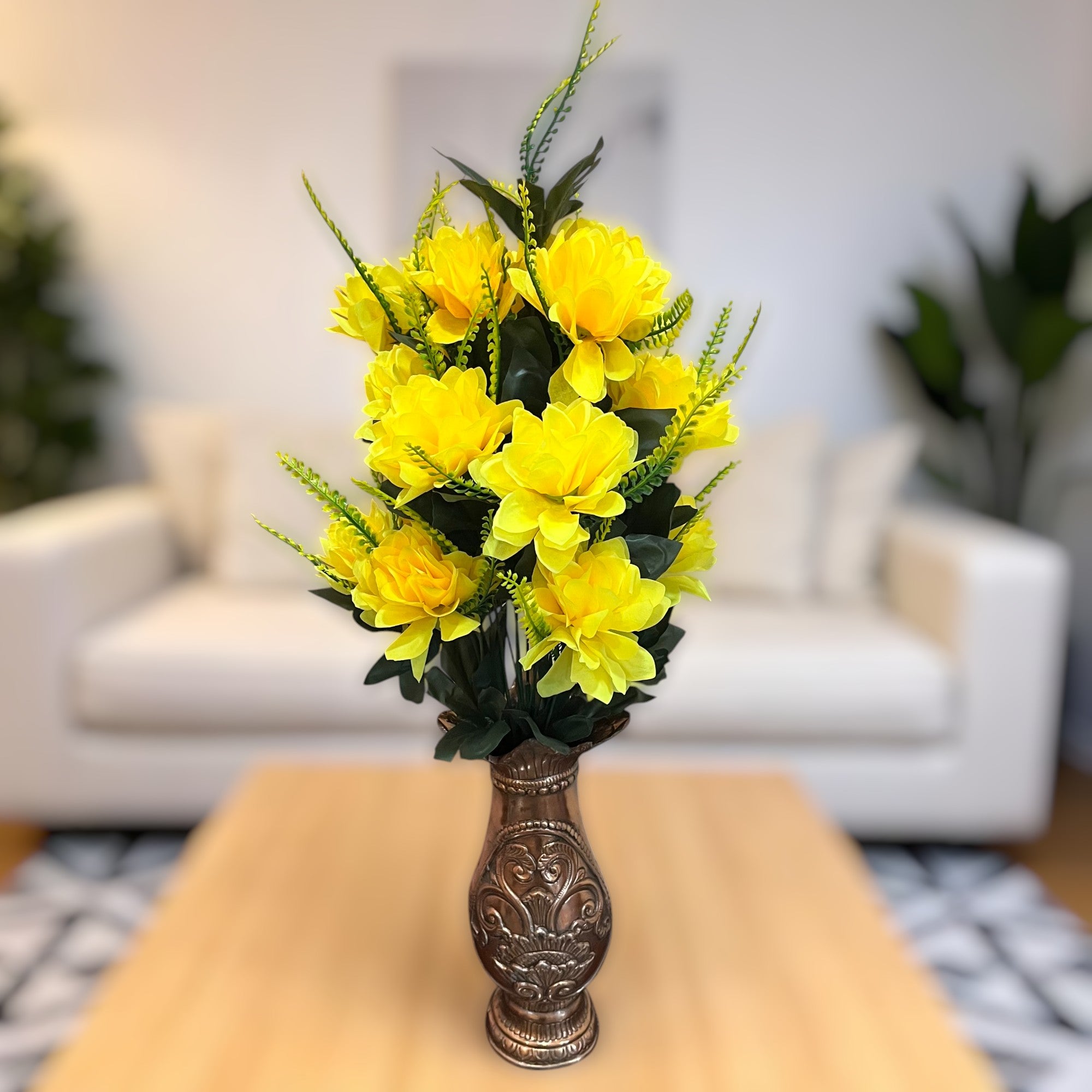 Artificial Flowers Bunches for Vase Pot | Faux Flowers Sticks - for Home Decor Living Room Side Table Centerpiece - 27 Inch - Apkamart #Colour_Yellow