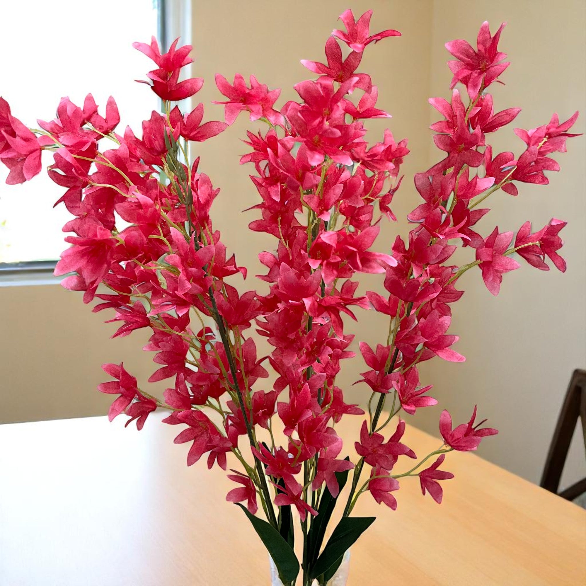 Artificial Orchids Flower Bouquets | Fake Flowers Bunch - For Vase, Pot, Home, Bedroom, Balcony, Office Corner, Living Room - 28 Inch - Apkamart #Colour_Pink