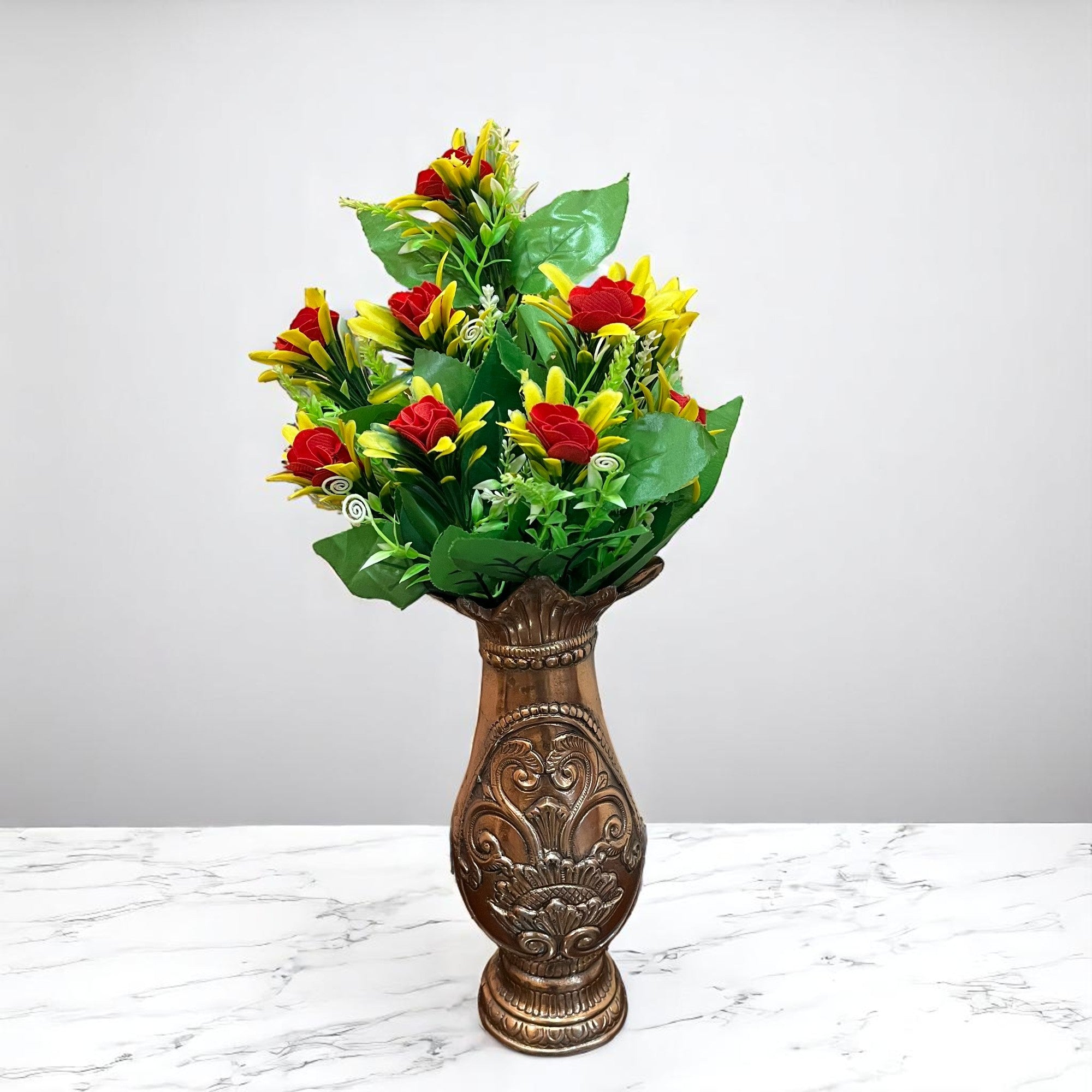 Artificial Flowers Bunches lily for Vase Pot | Faux Flowers Stem - for Home Decor Living Room Side Table Centerpiece - 18 Inch - Apkamart #Colour_Multicolor