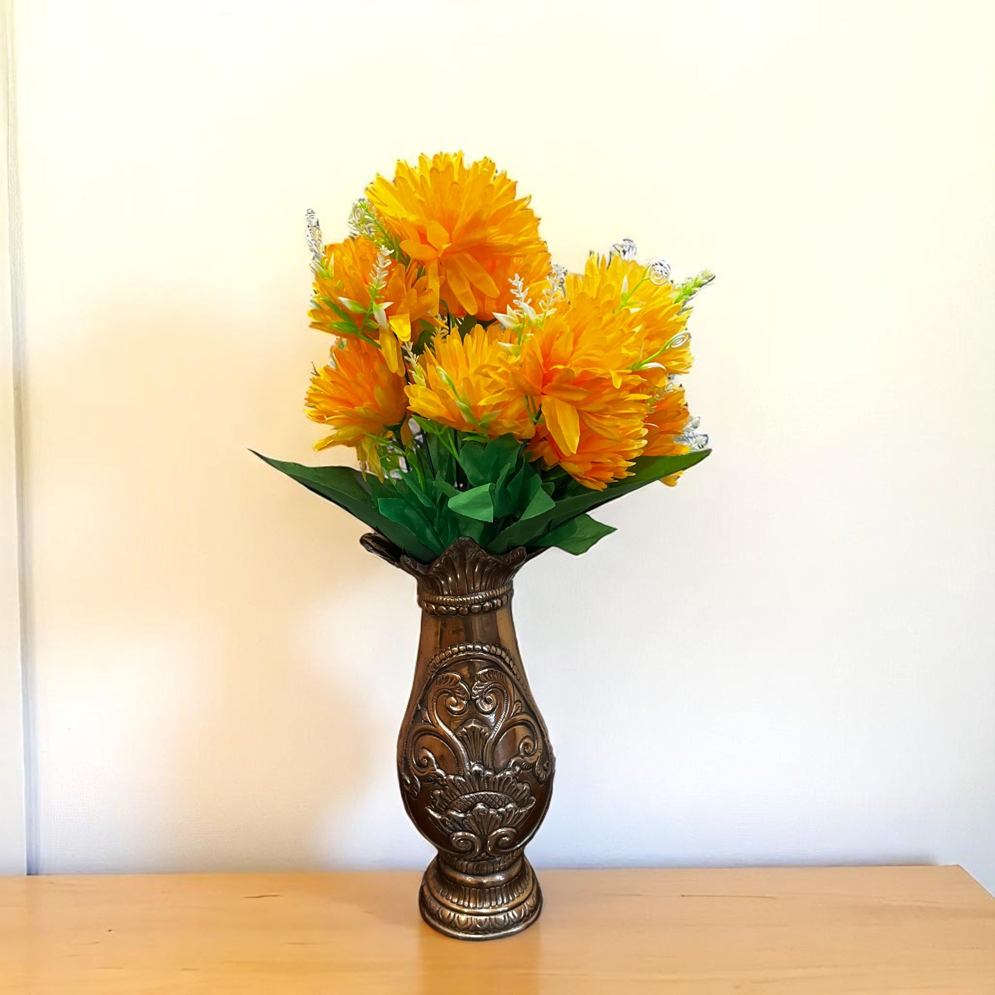Artificial Flower Dahlia | Fake Flowers Bunch Dahalia - For Vase, Pot, Home, Bedroom, Balcony, Office Corner, Living Room - 18 Inch - Apkamart #Colour_Yellow