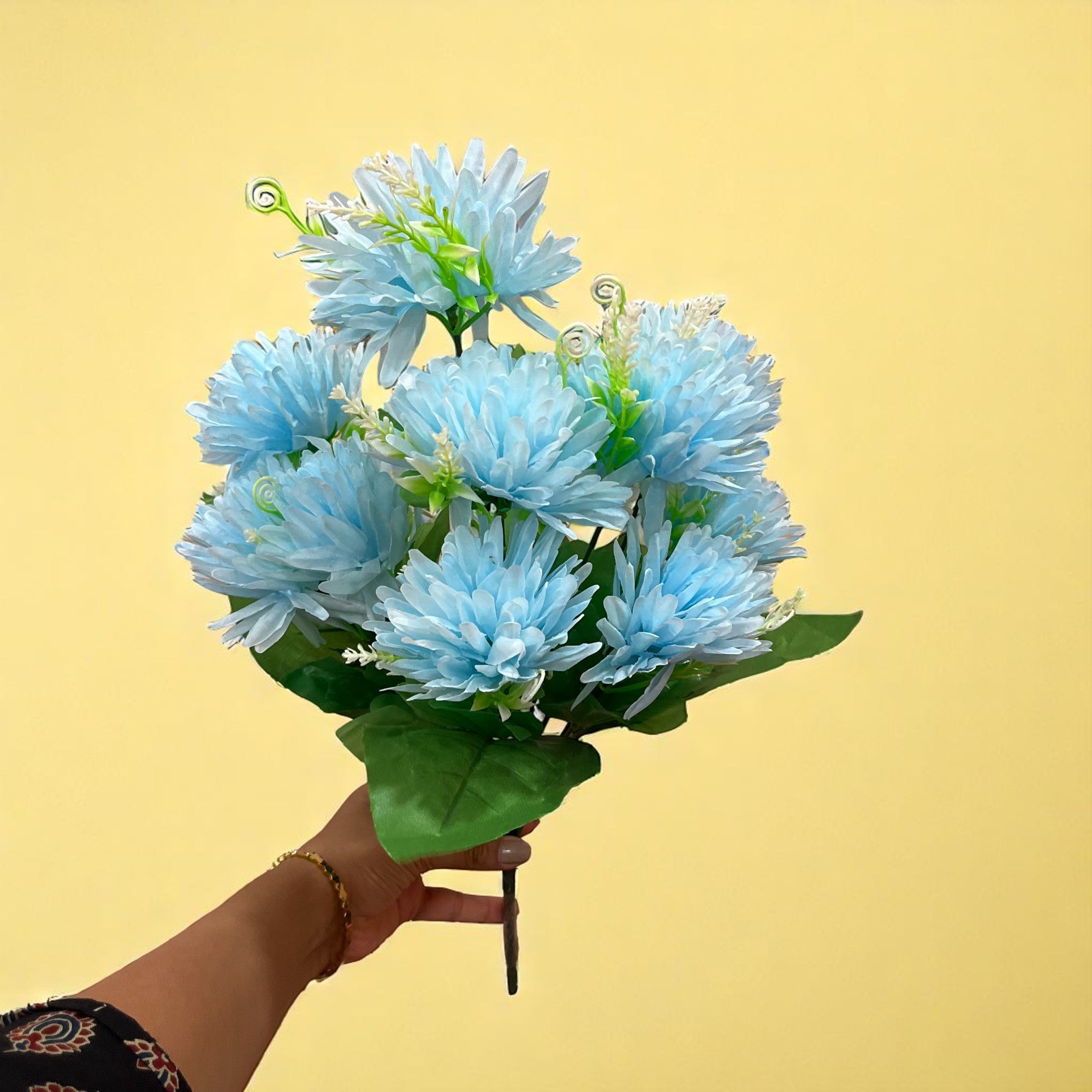 Artificial Flower Dahlia | Fake Flowers Bunch Dahalia - For Vase, Pot, Home, Bedroom, Balcony, Office Corner, Living Room - 18 Inch - Apkamart #Colour_Blue