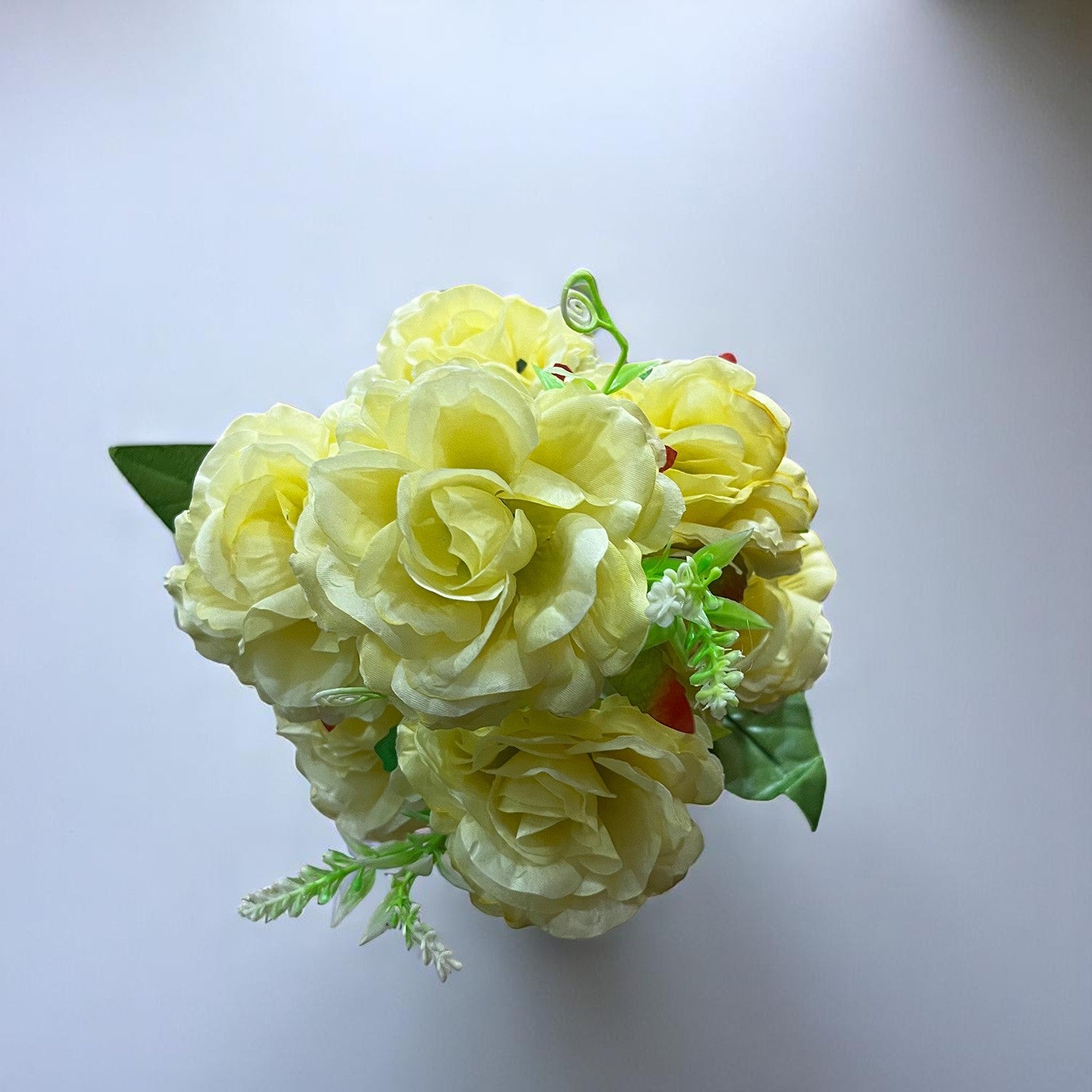 Artificial Flowers Rose Bunches for Vase Pot | Faux Flowers Stem - for Home Decor, Living Room, Office & Festivals Decoration (Vase Not Included) - 15 Inch - Apkamart #Colour_Yellow