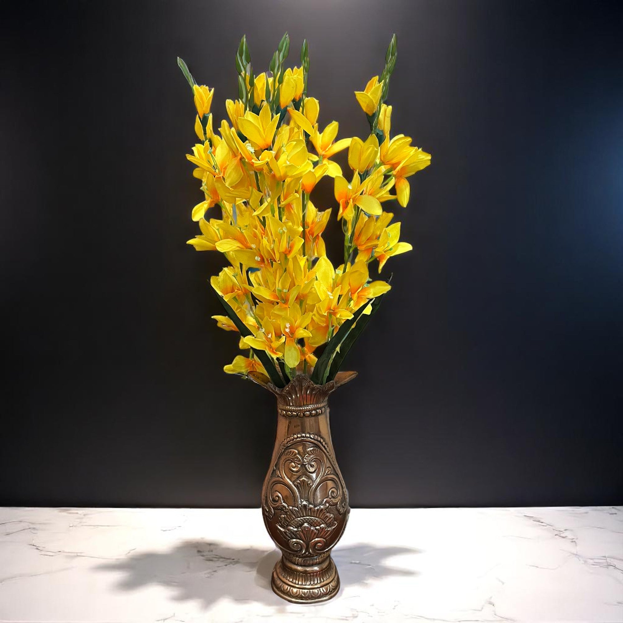 Artificial Flowers Gladiolus Bunches for Vase Pot | Faux Flowers Stem - for Home Decor Living Room Side Table - 26 Inch - Apkamart #Colour_Yellow