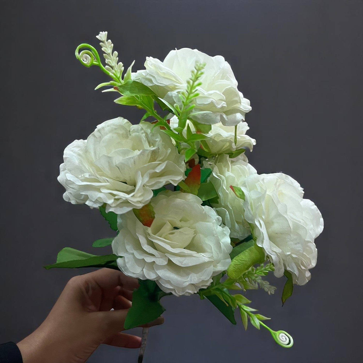 Artificial Flowers Rose Sticks | Faux Flowers Bunch - for Home Decor, Living Room, Wedding & Party Decoration (Vase Not Included) - 15 Inch - Apkamart #Colour_White