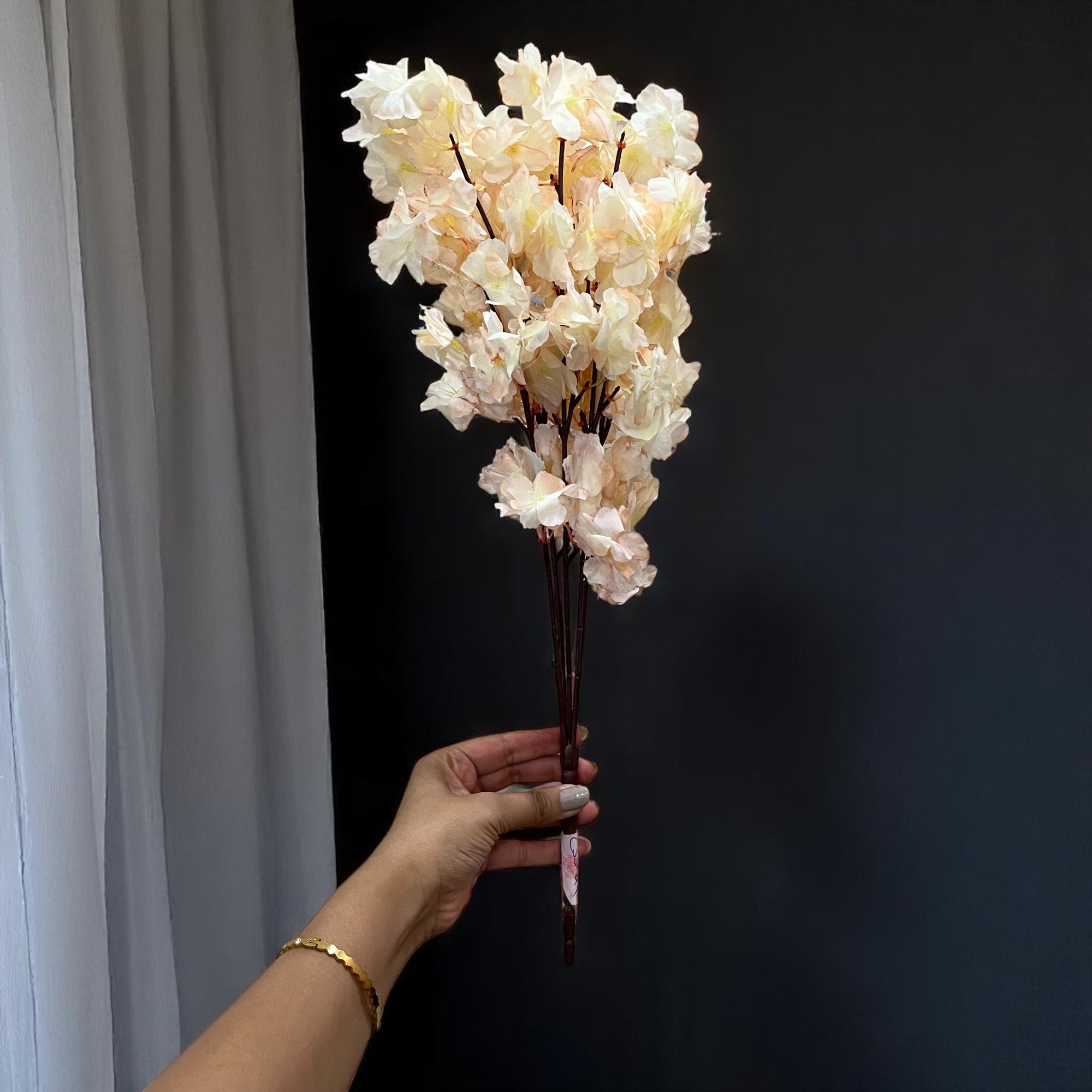 Artificial Flower Bouquets - Cherry Blossom | Faux Flowers Sticks / Bunch - for Table Vase, Home Decor, Living Room, Side Table Centerpiece - 21 Inch - Apkamart #Style_Design 2