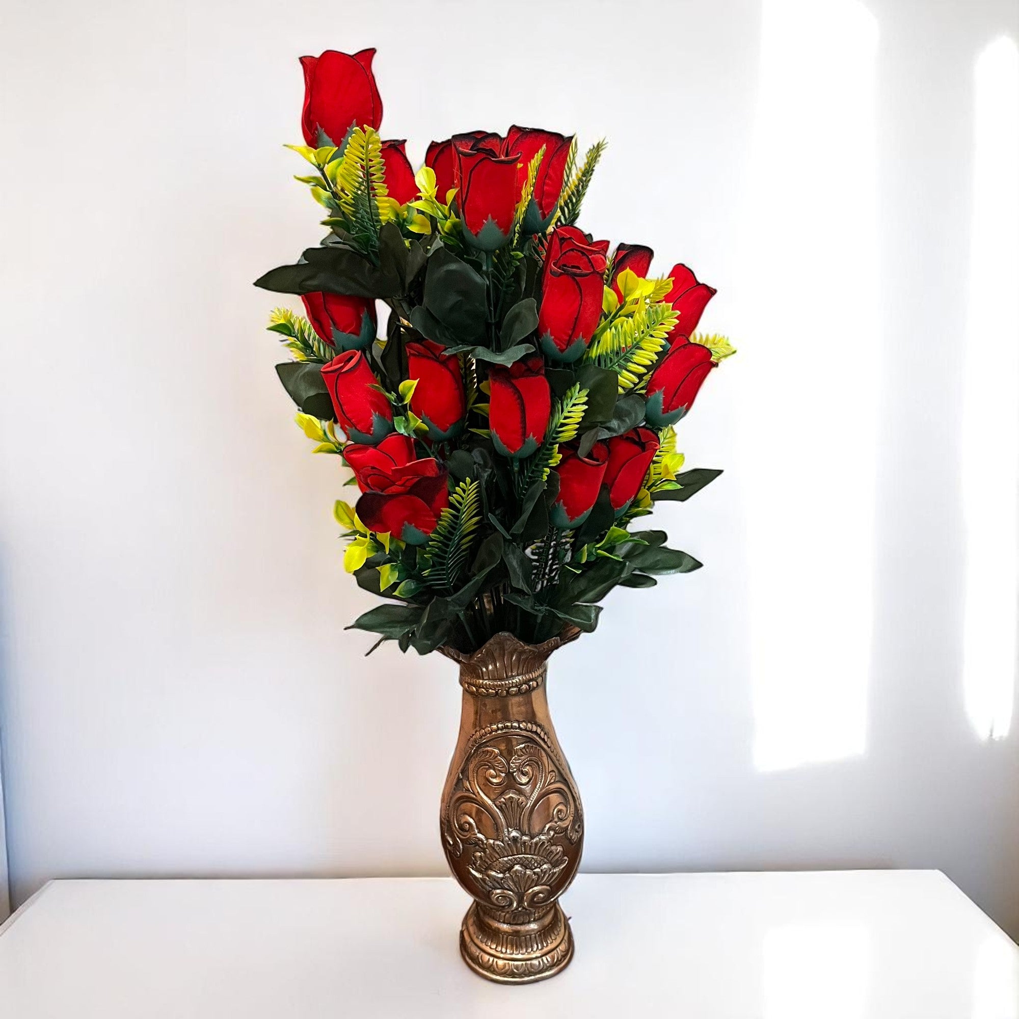 Artificial Flowers Rose | Faux Flowers Bunch - for Home Decor, Living Room, Side Table - 26 Inch - Apkamart