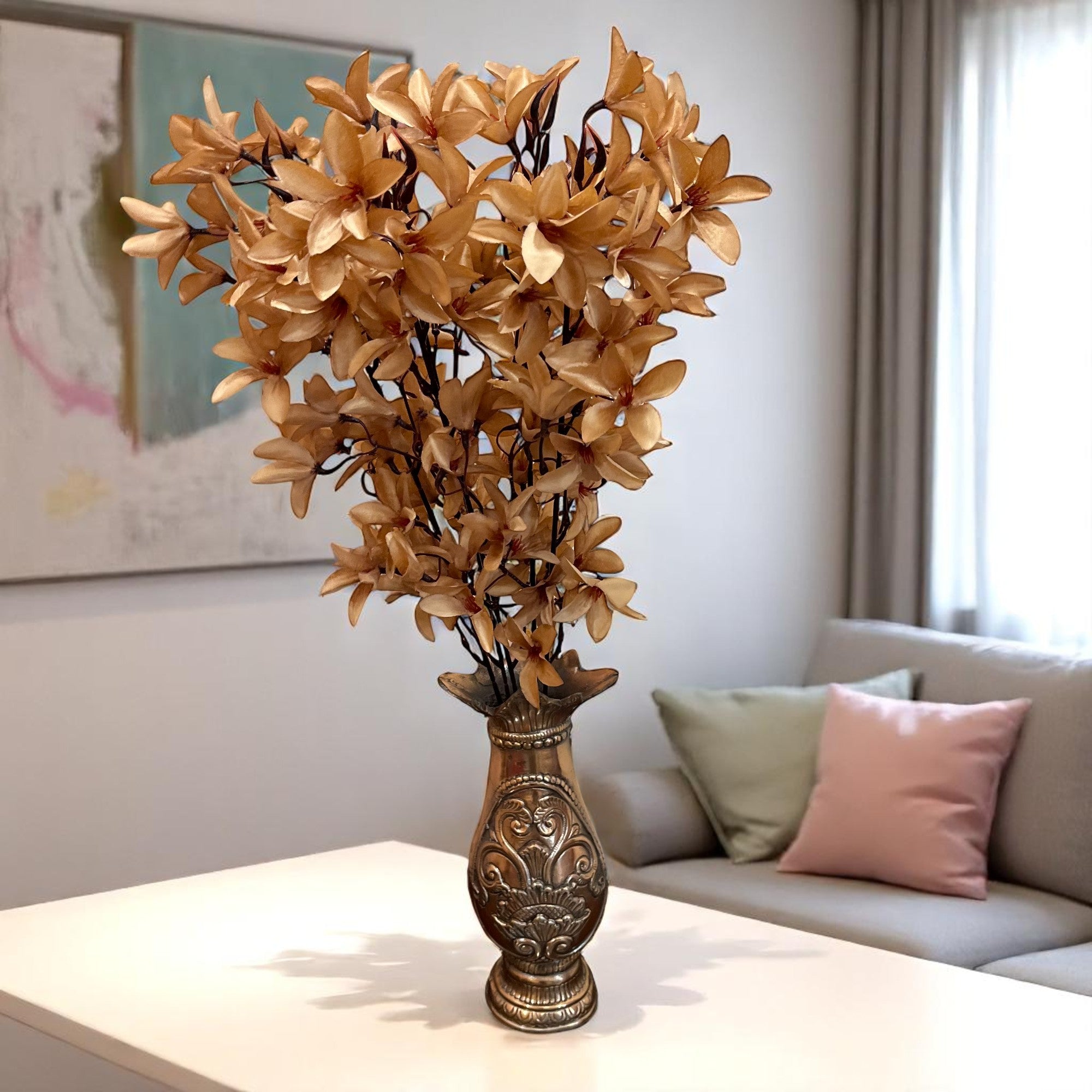 Artificial Flowers | Faux Flowers Bunch - for Home Decor, Living Room, Side Table, Centerpiece - 29 Inch - Apkamart #Colour_Brown