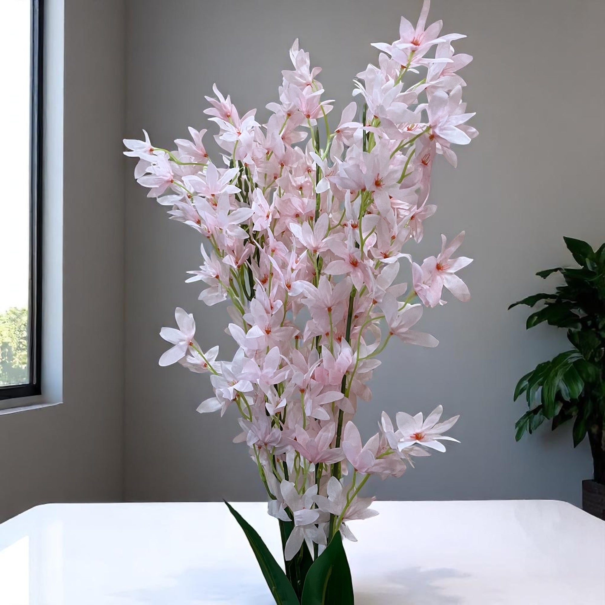 Artificial Orchids Flower Bouquets | Fake Flowers Bunch - For Vase, Pot, Home, Bedroom, Balcony, Office Corner, Living Room - 28 Inch - Apkamart #Colour_Pink