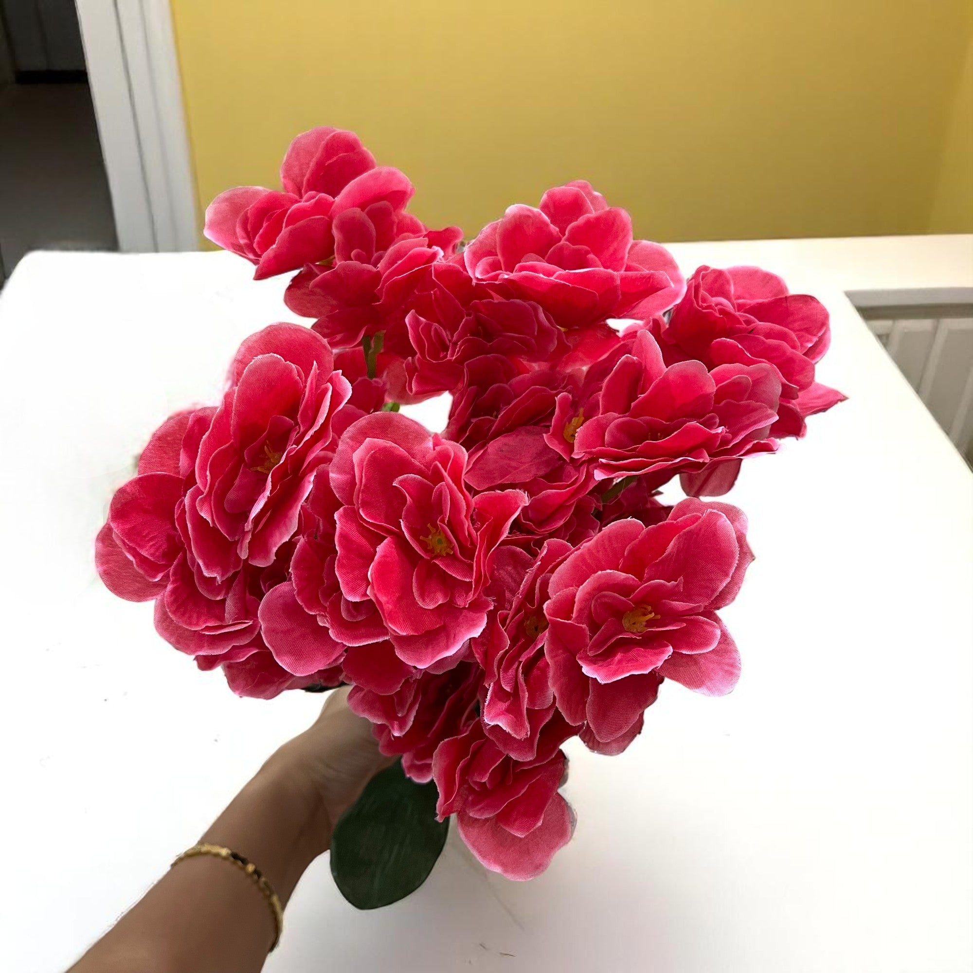 Artificial Orchids Flower Bouquets | Fake Flowers Bunch - For Vase, Pot, Home, Bedroom, Balcony, Office Corner, Living Room - 22 Inch - Apkamart #Colour_Pink