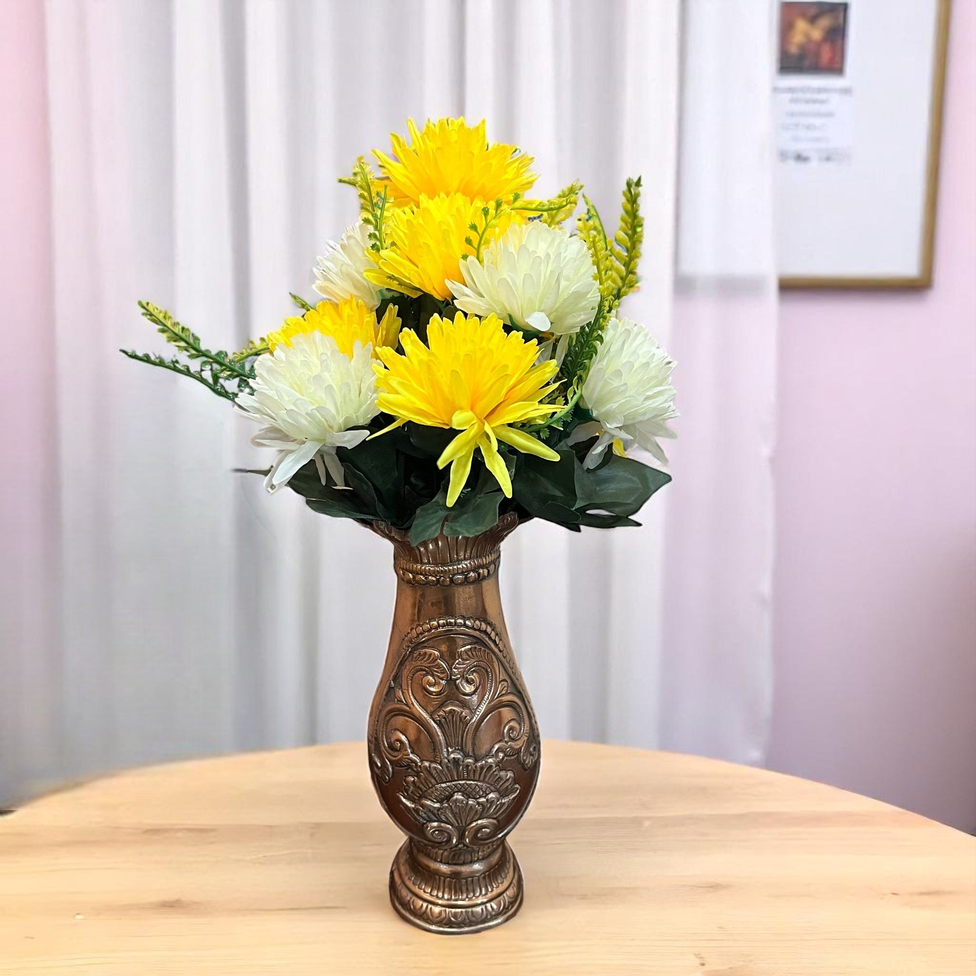 Artificial Marigold Flower Bouquets | Fake Flowers Bunch - For Vase, Pot, Home, Bedroom, Balcony - 16 Inch - Apkamart #Style_Design 2