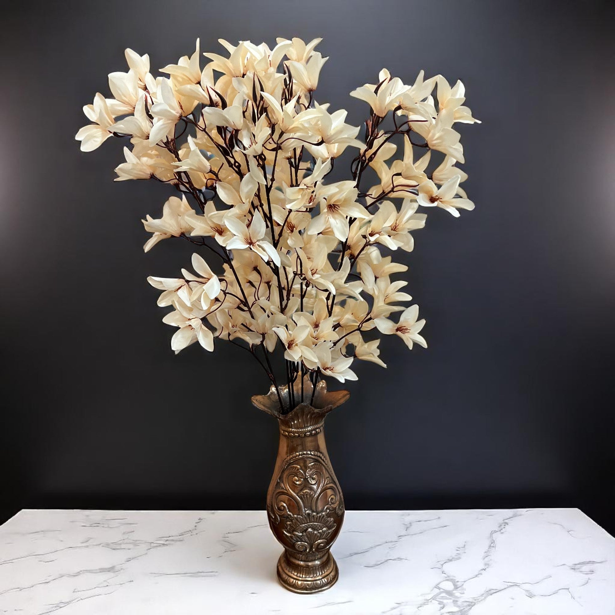 Artificial Flowers | Faux Flowers Bunch - for Home Decor, Living Room, Side Table, Centerpiece - 29 Inch - Apkamart #Colour_Cream
