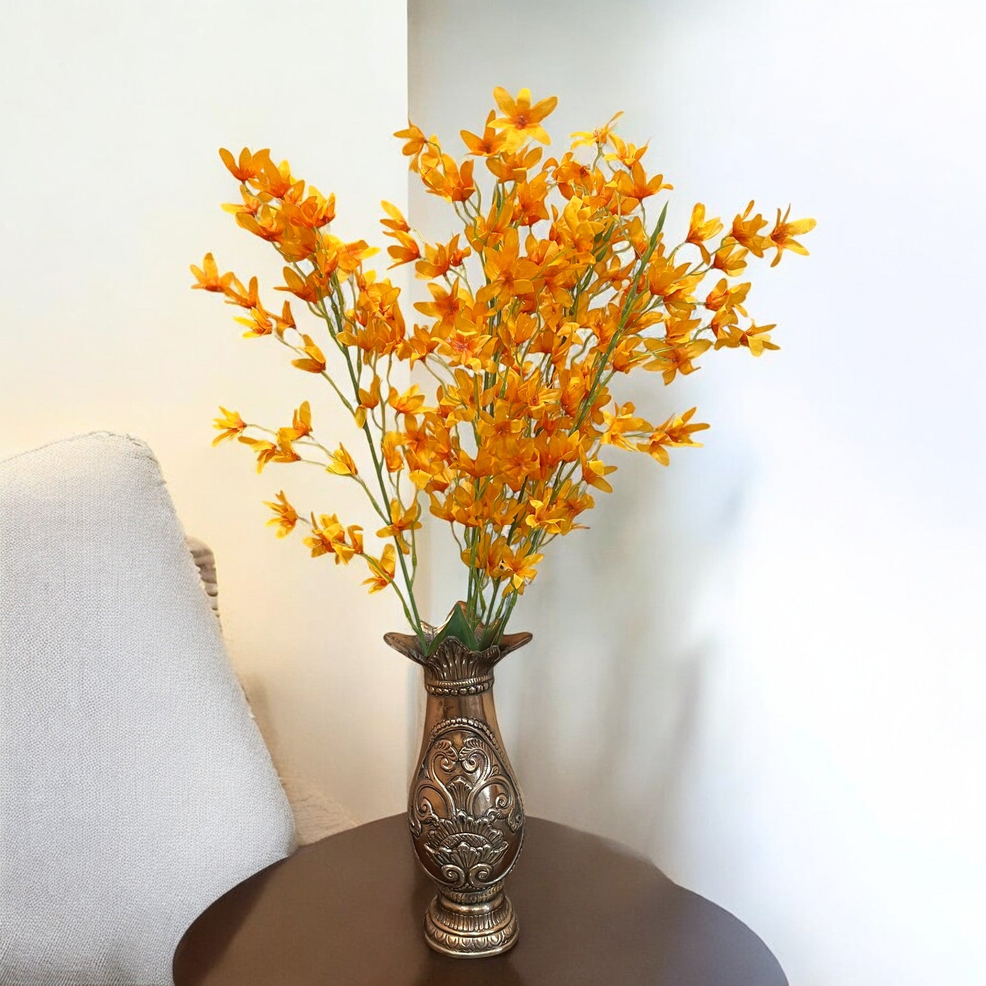 Artificial Orchids Flower Bouquets | Fake Flowers Bunch - For Vase, Pot, Home, Bedroom, Balcony, Office Corner, Living Room - 28 Inch - Apkamart #Colour_Orange