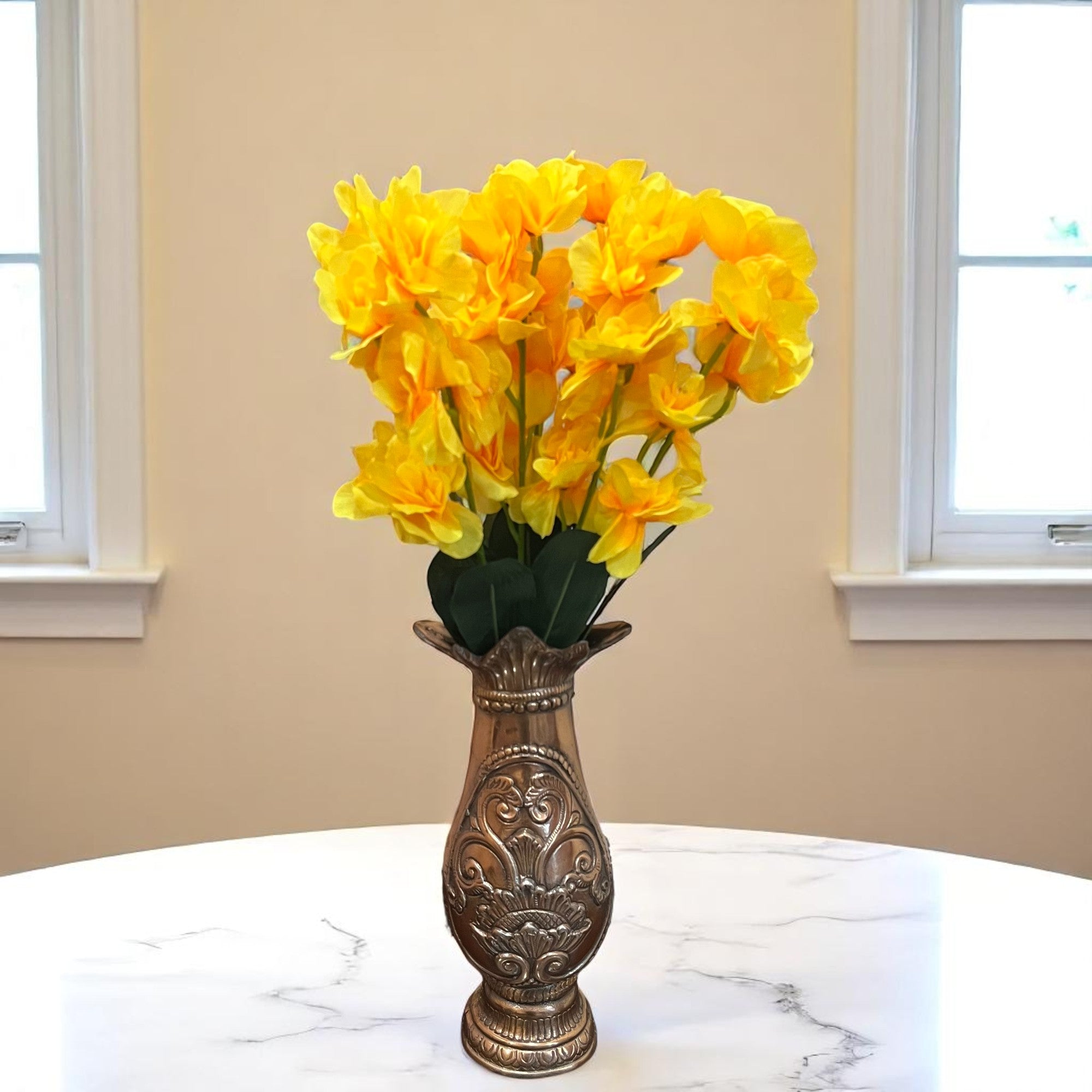 Artificial Orchids Flower Bouquets | Fake Flowers Bunch - For Vase, Pot, Home, Bedroom, Balcony, Office Corner, Living Room - 22 Inch - Apkamart #Colour_Yellow