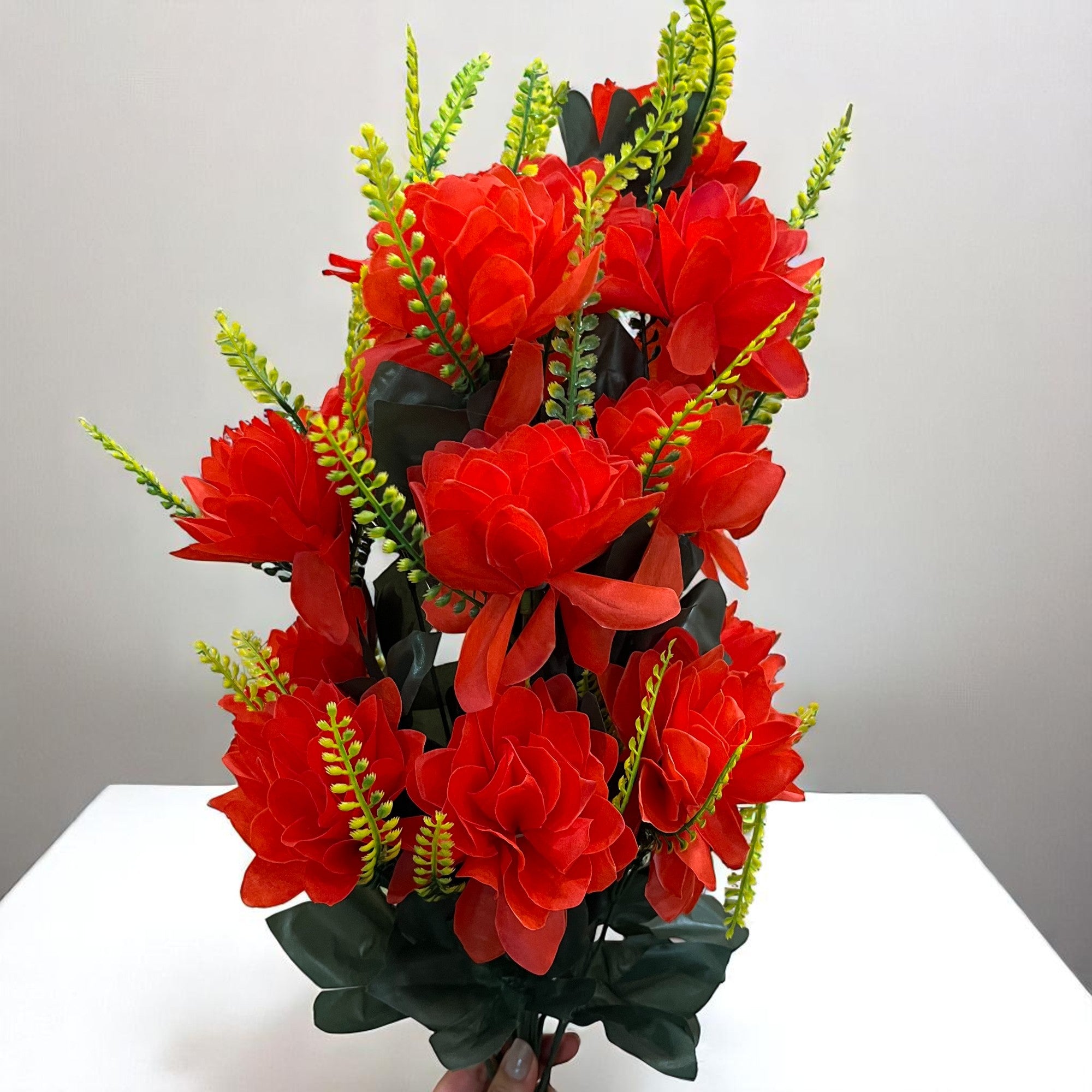 Artificial Flowers Bunches for Vase Pot | Faux Flowers Sticks - for Home Decor Living Room Side Table Centerpiece - 27 Inch - Apkamart #Colour_Red