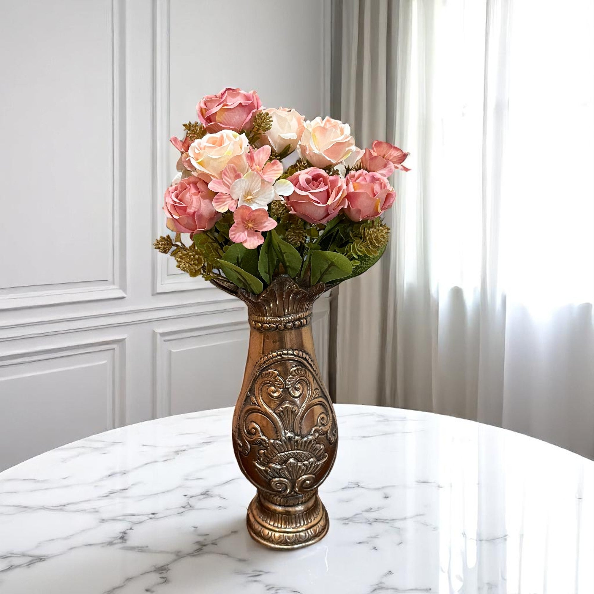 Artificial Flowers Rose Sticks | Faux Flowers Bunch - for Home Decor, Living Room, Centerpiece - 15 Inch - Apkamart #Colour_Multicolor