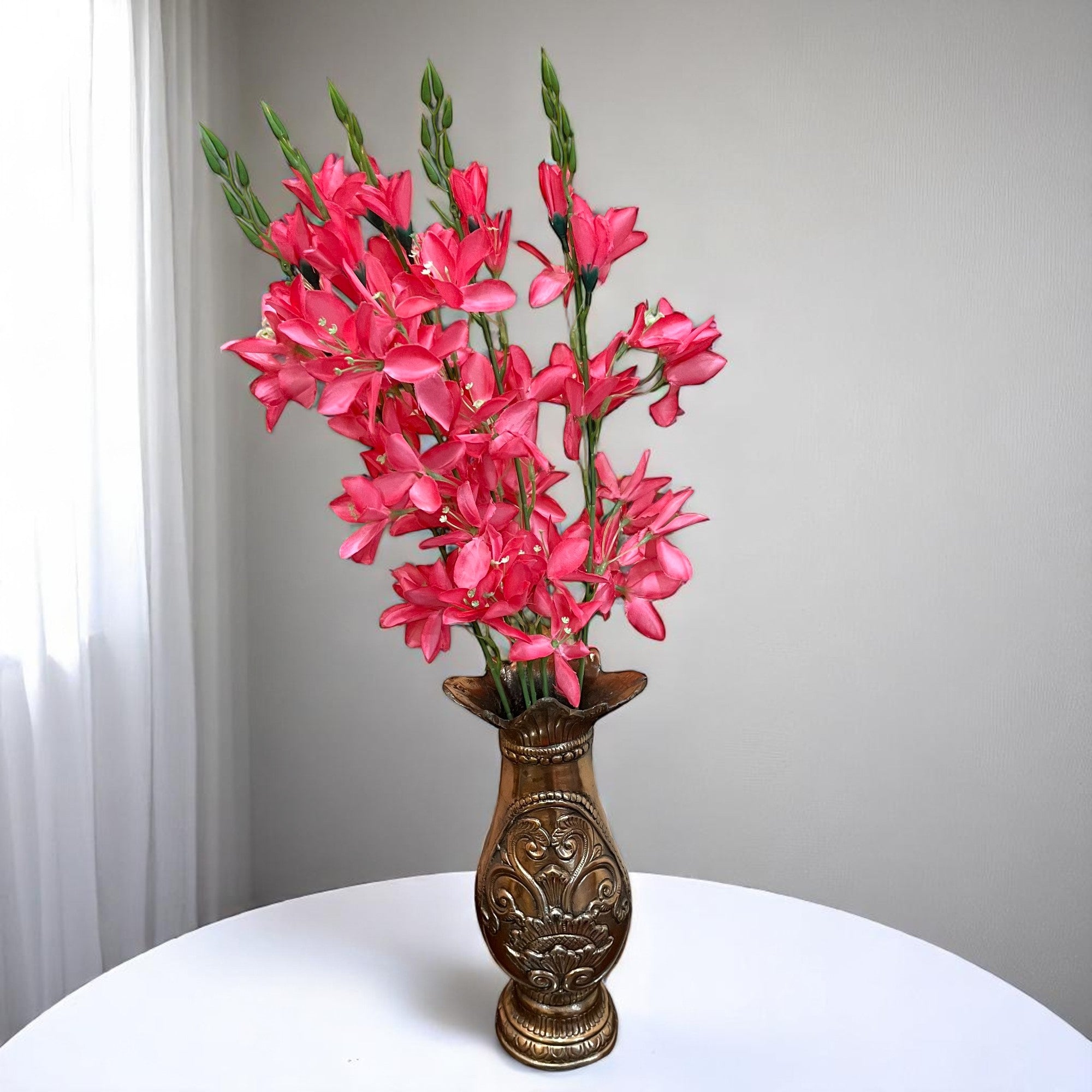 Artificial Flowers Gladiolus Bunches for Vase Pot | Faux Flowers Stem - for Home Decor Living Room Side Table - 26 Inch - Apkamart #Colour_Pink