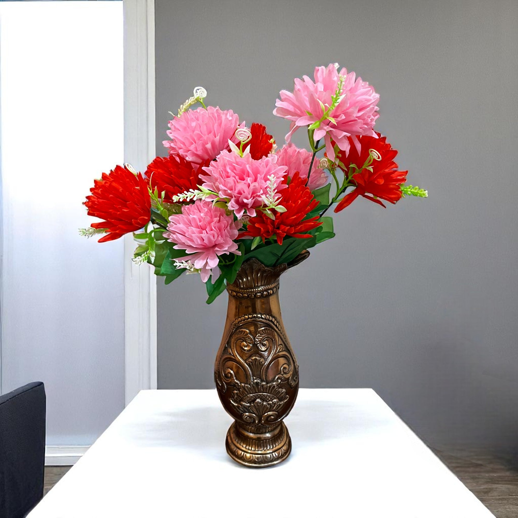 Artificial Flower Dahlia | Fake Flowers Bunch Dahalia - For Vase, Pot, Home, Bedroom, Balcony, Office Corner, Living Room - 18 Inch - Apkamart #Colour_Multicolor