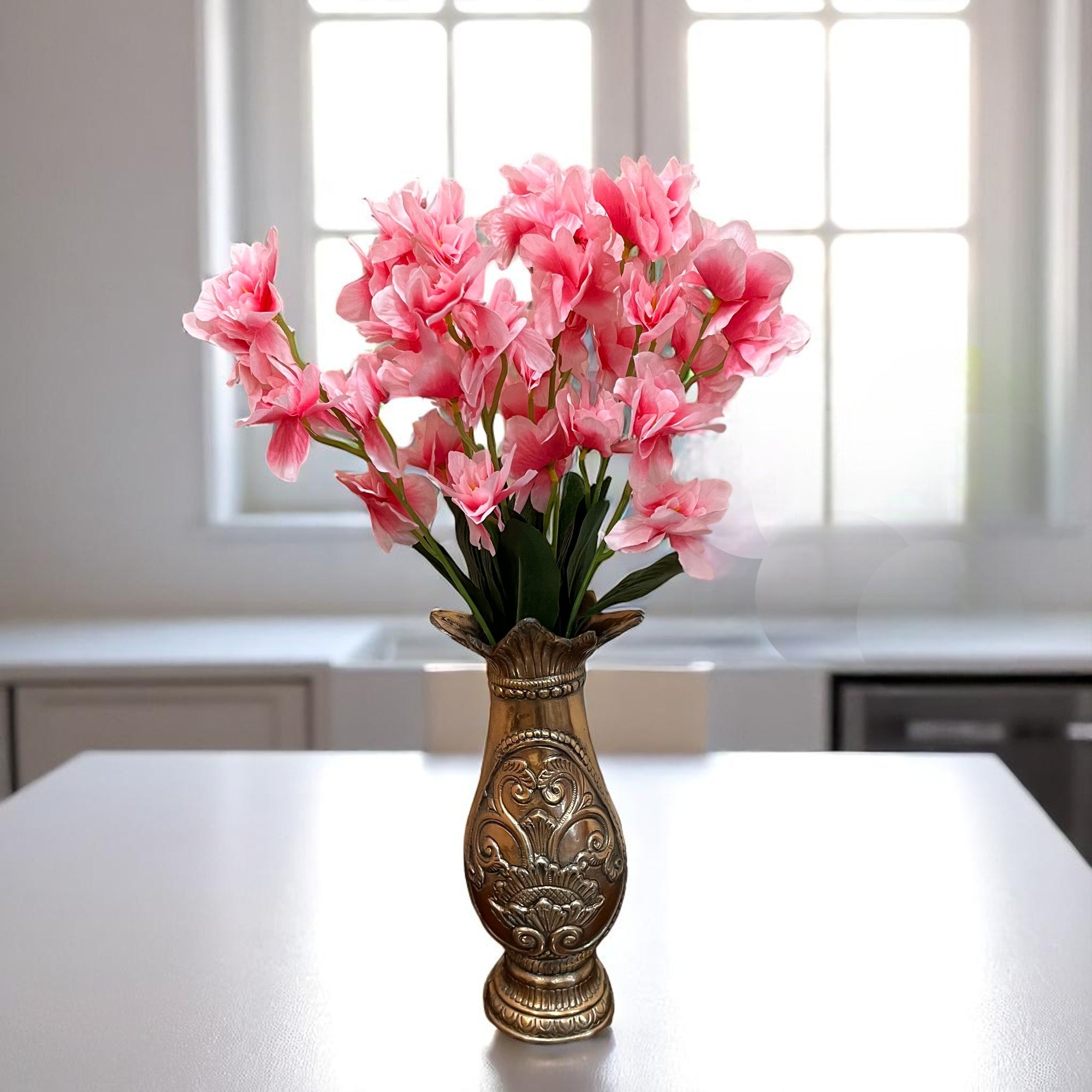 Artificial Orchids Flower Bouquets | Fake Flowers Bunch - For Vase, Pot, Home, Bedroom, Balcony, Office Corner, Living Room - 22 Inch - Apkamart #Colour_Multicolor