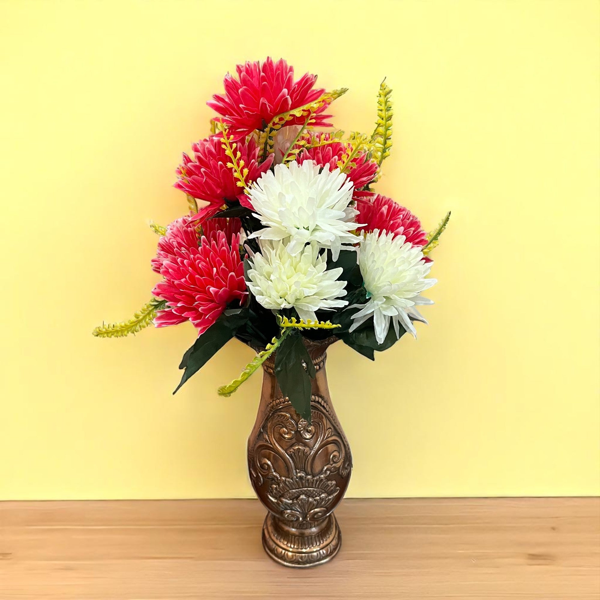 Artificial Marigold Flowers Bunches for Vase Pot | Faux Flowers Stem - for Home Decor Living Room Side Table Centerpiece - 16 Inch - Apkamart #Style_Design 2