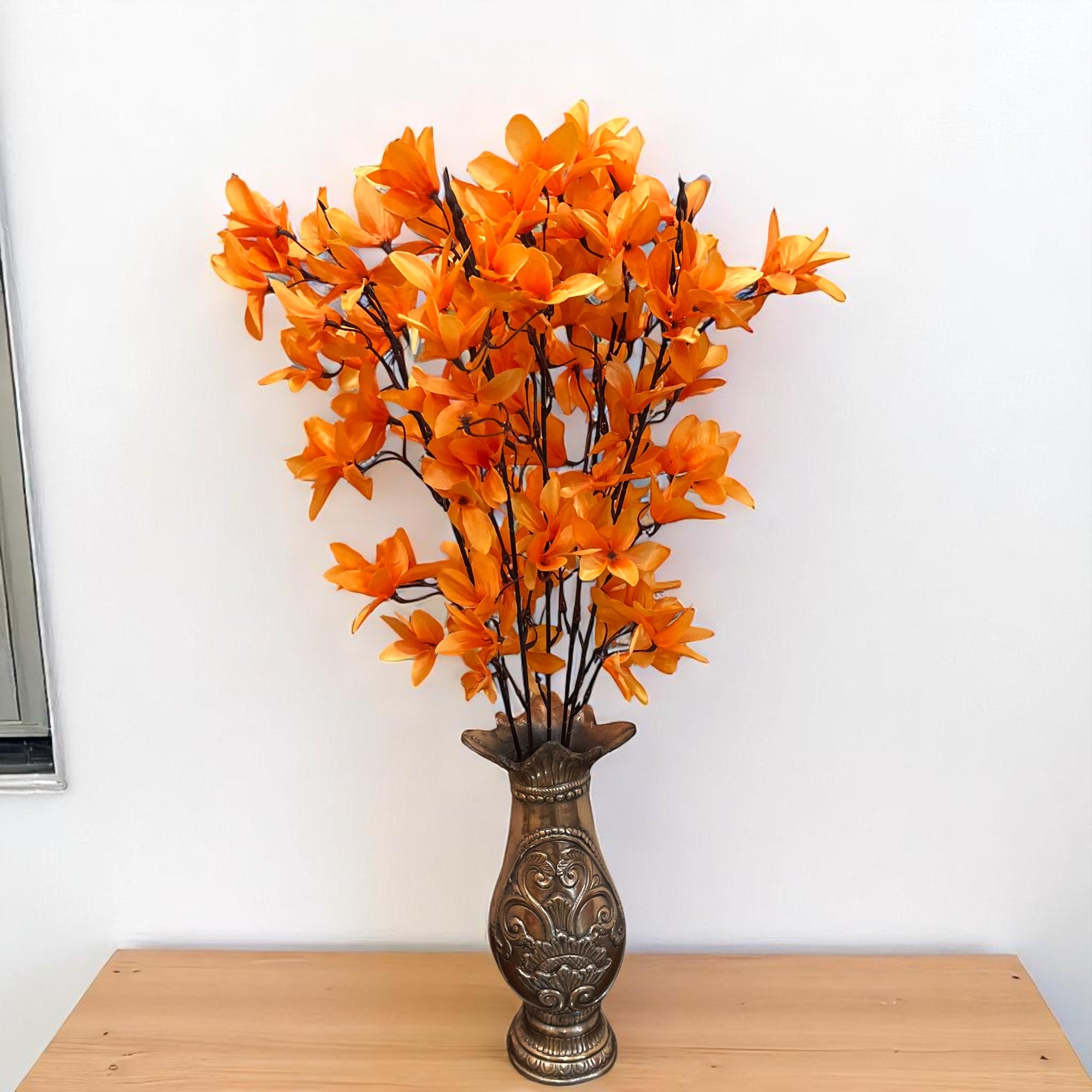 Artificial Flowers | Faux Flowers Bunch - for Home Decor, Living Room, Side Table, Centerpiece - 29 Inch - Apkamart #Colour_Orange