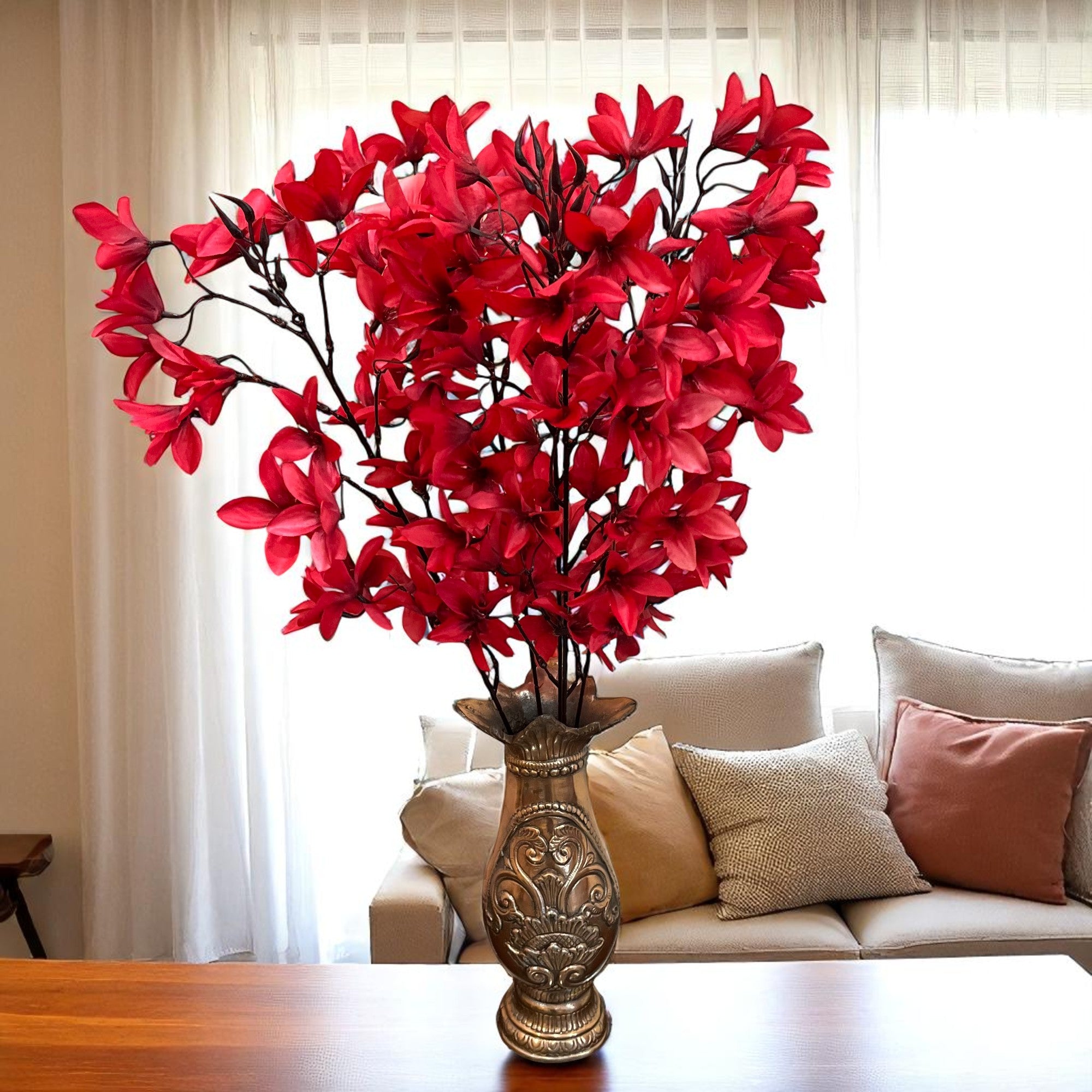 Artificial Flowers | Faux Flowers Bunch - for Home Decor, Living Room, Side Table, Centerpiece - 29 Inch - Apkamart #Colour_Pink