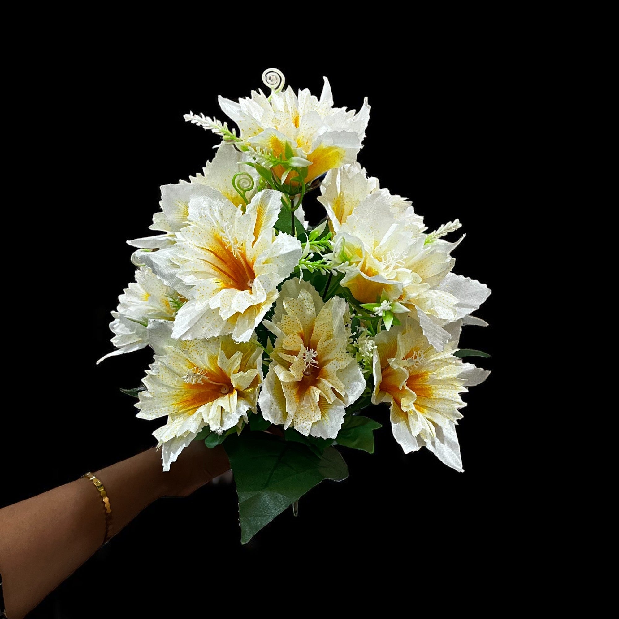Artificial Flower Bouquets | Faux Flowers Bunch - for Table Vase, Pot, Home Decor, Living Room, Side Table Centerpiece - 18 Inch - Apkamart #Colour_White