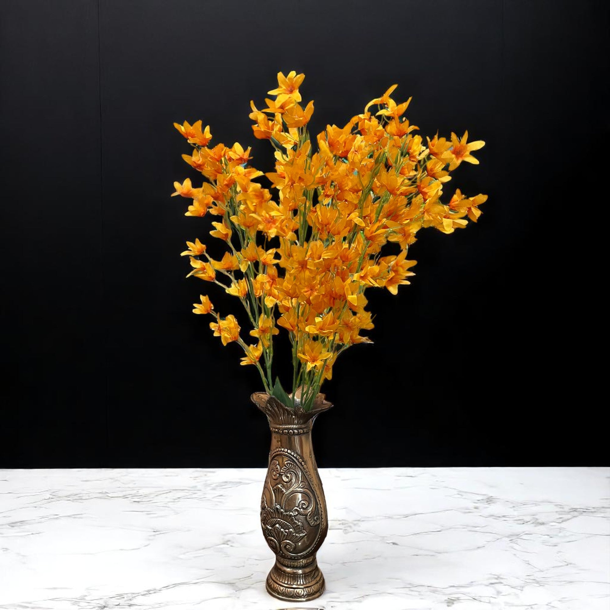 Artificial Orchids Flower Bouquets | Fake Flowers Bunch - For Vase, Pot, Home, Bedroom, Balcony, Office Corner, Living Room - 28 Inch - Apkamart #Colour_Orange