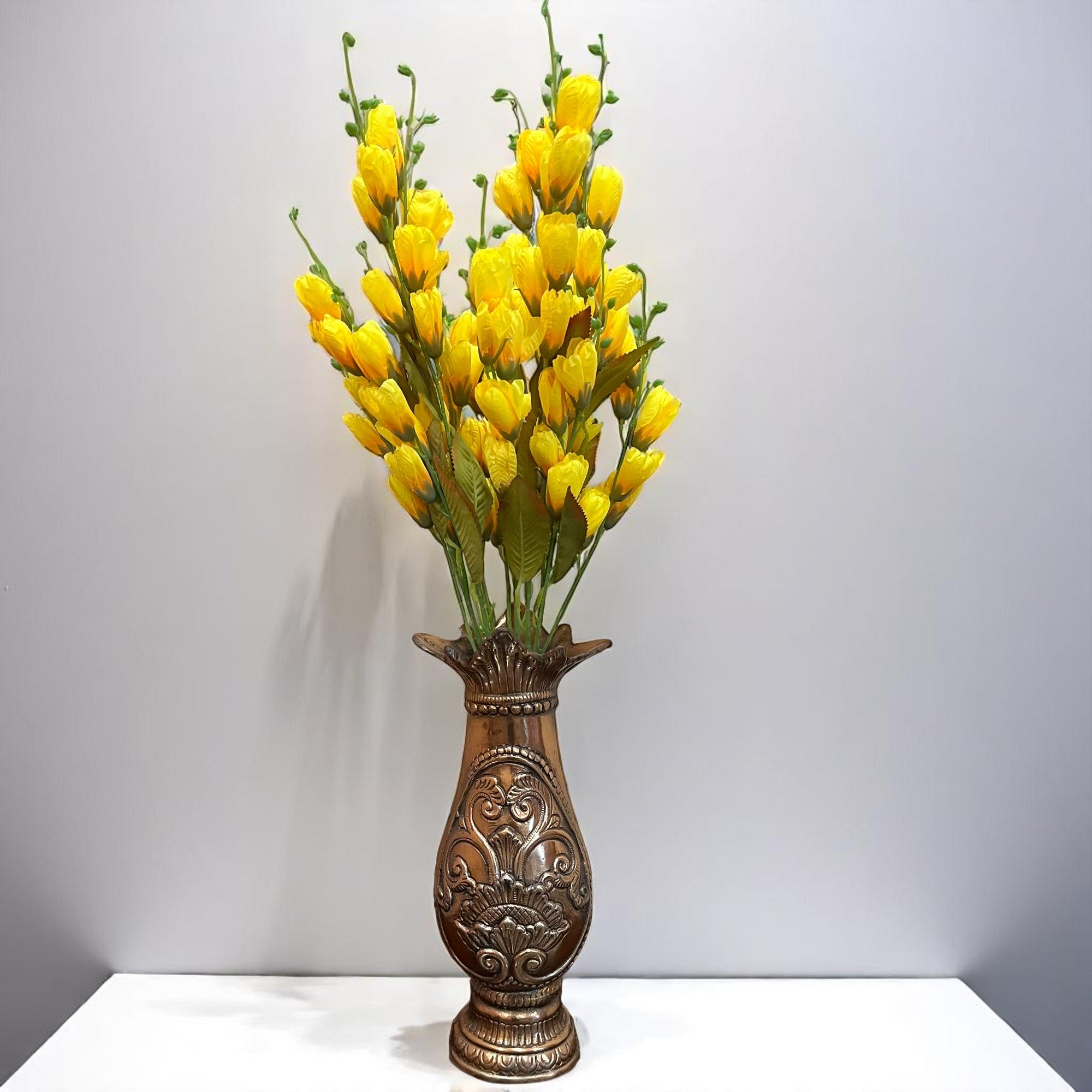 Artificial Flower Tulips Bouquet | Faux Flowers Bunch - for Table Vase, Pot, Home Decor, Living Room, Side Table Centerpiece - 27 Inch - Apkamart #Colour_Yellow