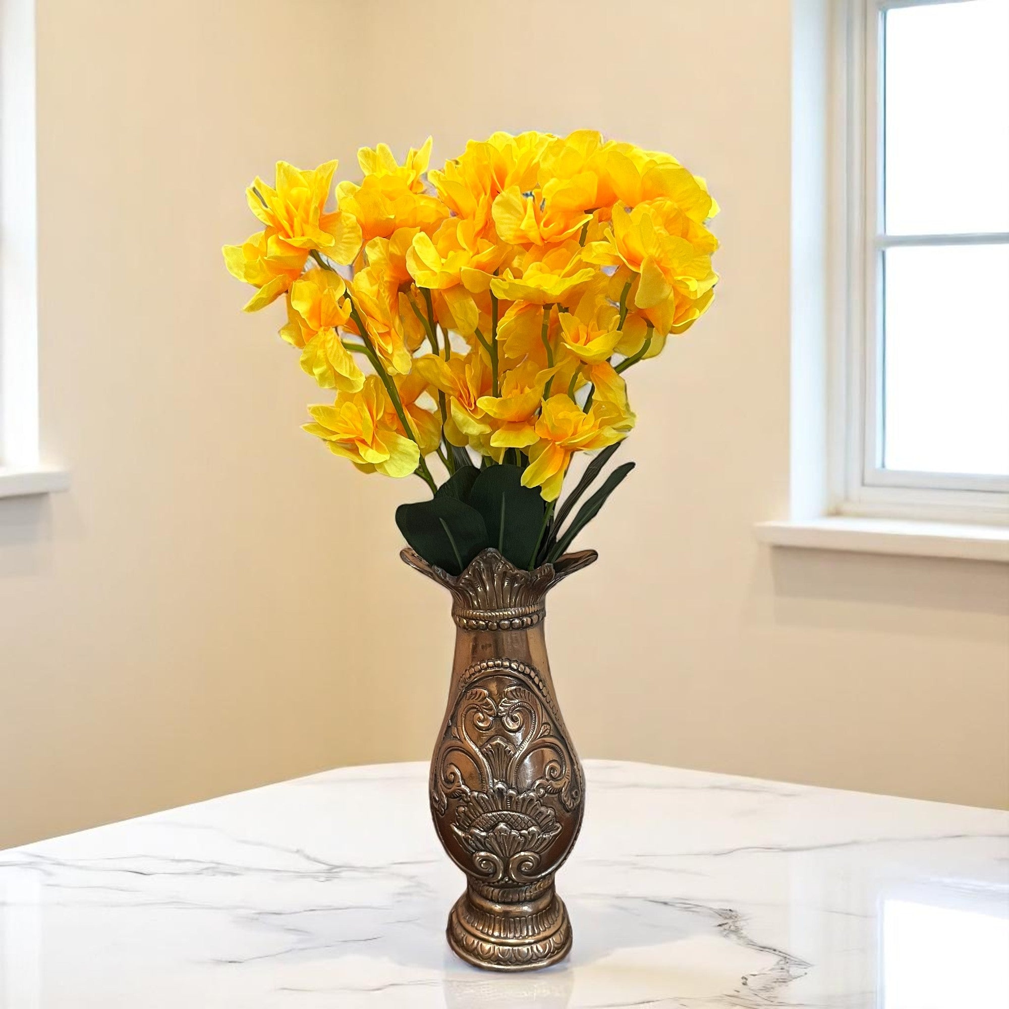 Artificial Orchids Flower Bouquets | Fake Flowers Bunch - For Vase, Pot, Home, Bedroom, Balcony, Office Corner, Living Room - 22 Inch - Apkamart #Colour_Yellow