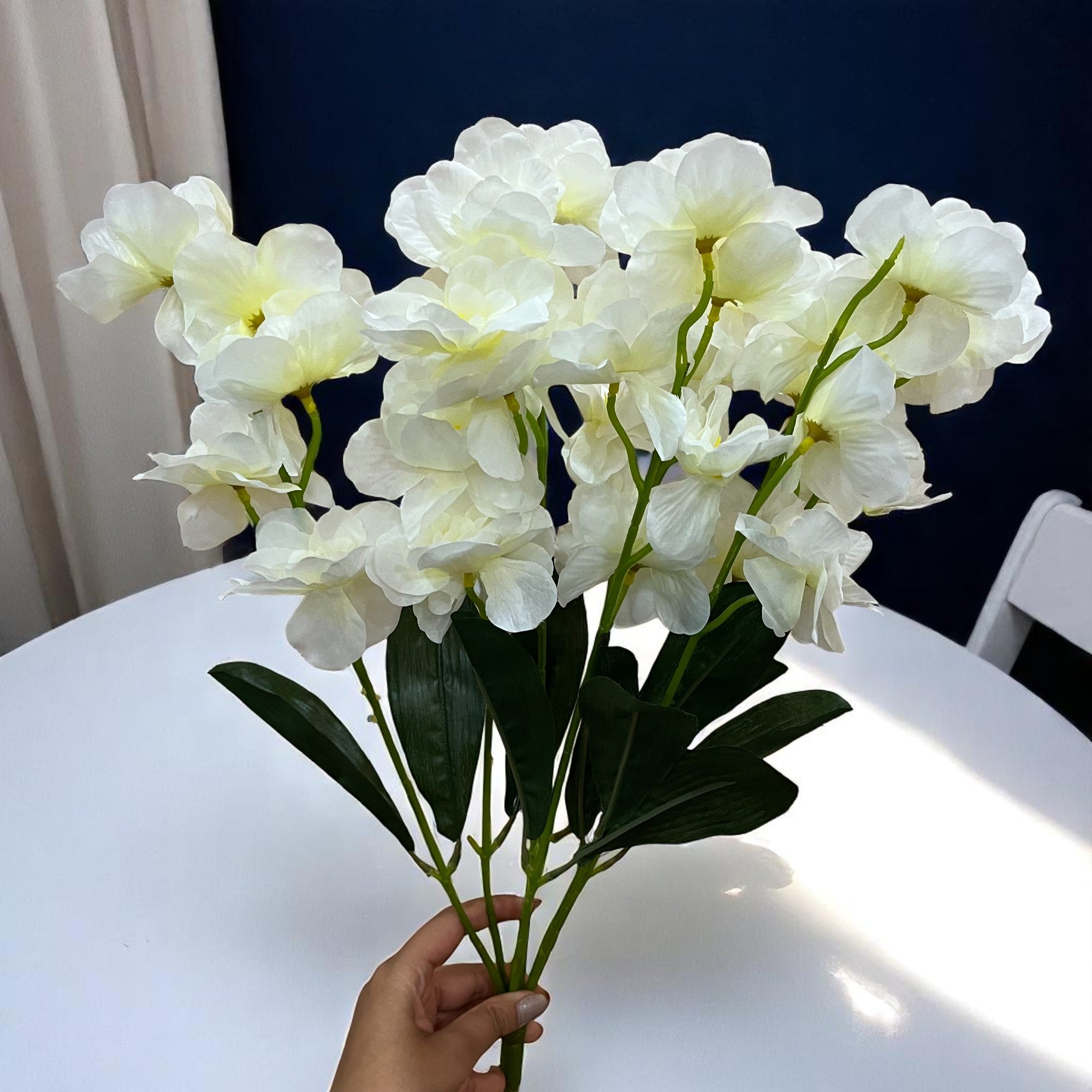 Artificial Orchids Flower Bouquets | Fake Flowers Bunch - For Vase, Pot, Home, Bedroom, Balcony, Office Corner, Living Room - 22 Inch - Apkamart #Colour_White
