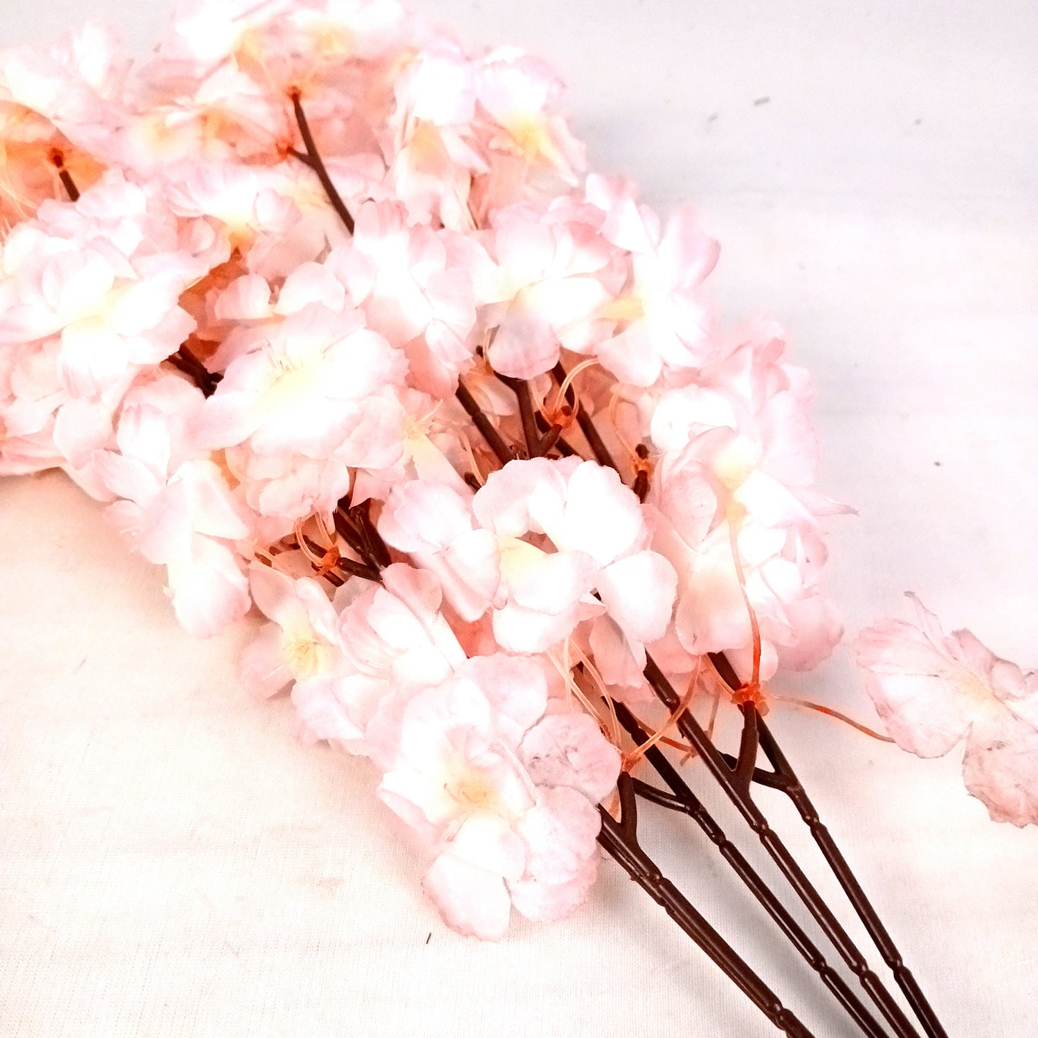 Artificial Flower Cherry Blossom Bouquets | Faux Flowers Bunch - for Table Vase, Pot, Home Decor, Living Room, Side Table Centerpiece - 21 Inch - Apkamart #Style_Design 2