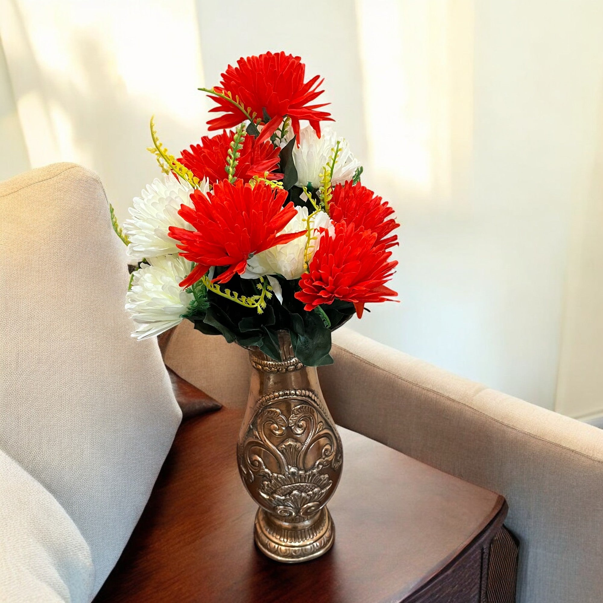 Artificial Marigold Flower Bouquets | Fake Flowers Bunch - For Vase, Pot, Home, Bedroom, Balcony - 16 Inch - Apkamart #Style_Design 1