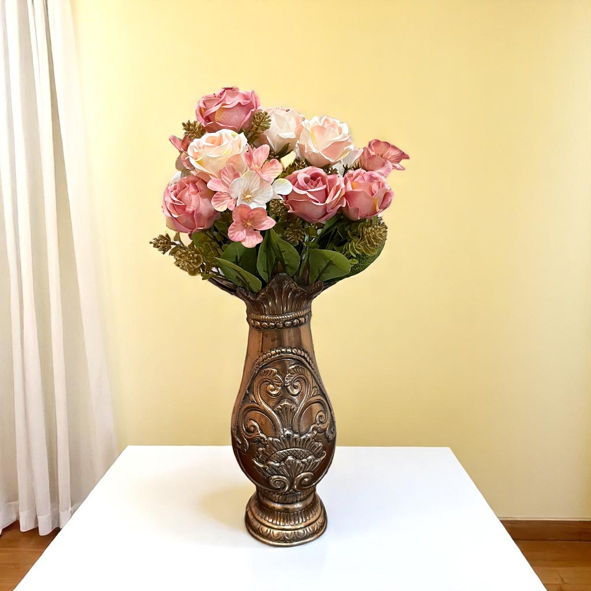 Artificial Flowers Rose Sticks | Faux Flowers Bunch - for Home Decor, Living Room, Centerpiece - 15 Inch - Apkamart #Colour_Multicolor